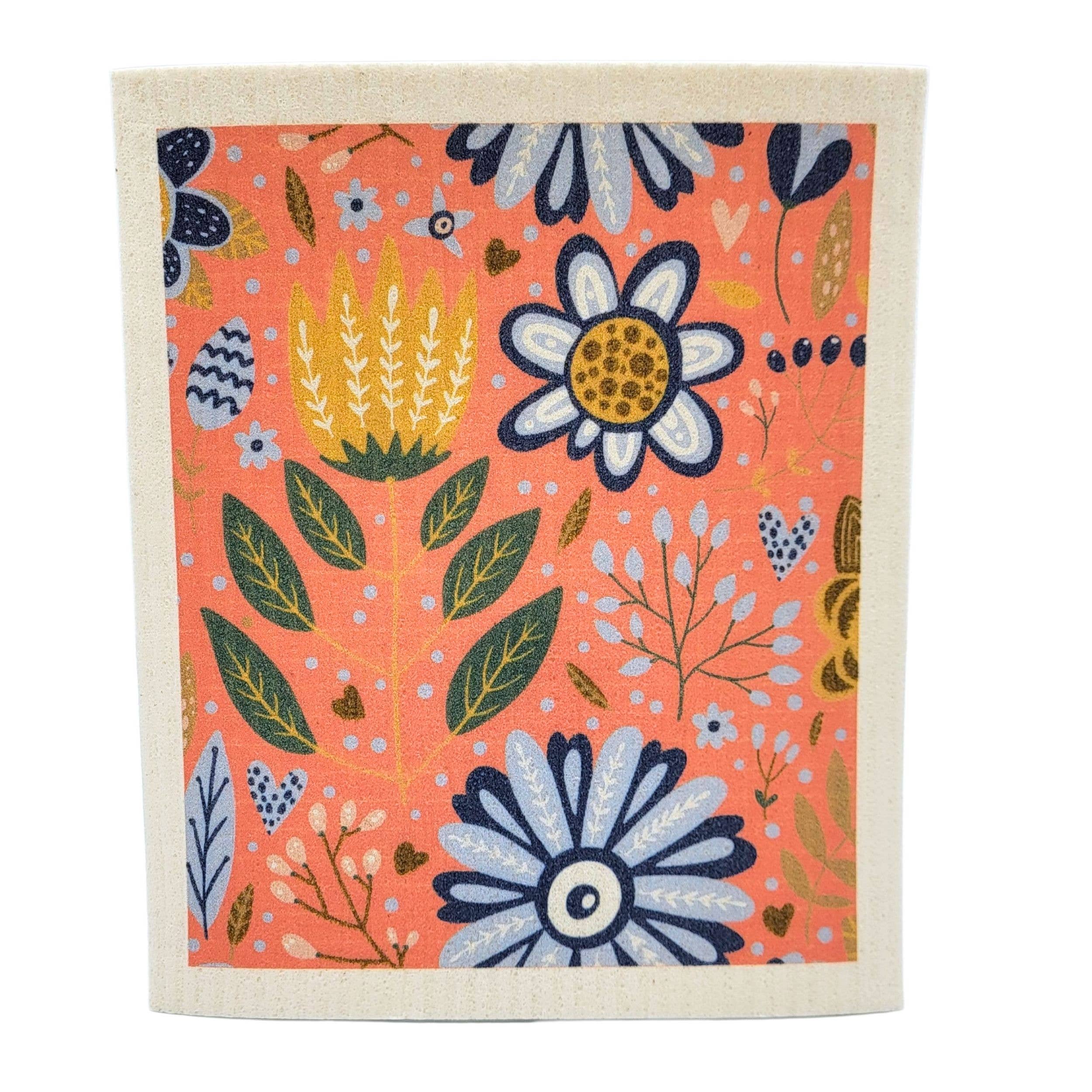 Coral Spring Flowers Swedish Dishcloth