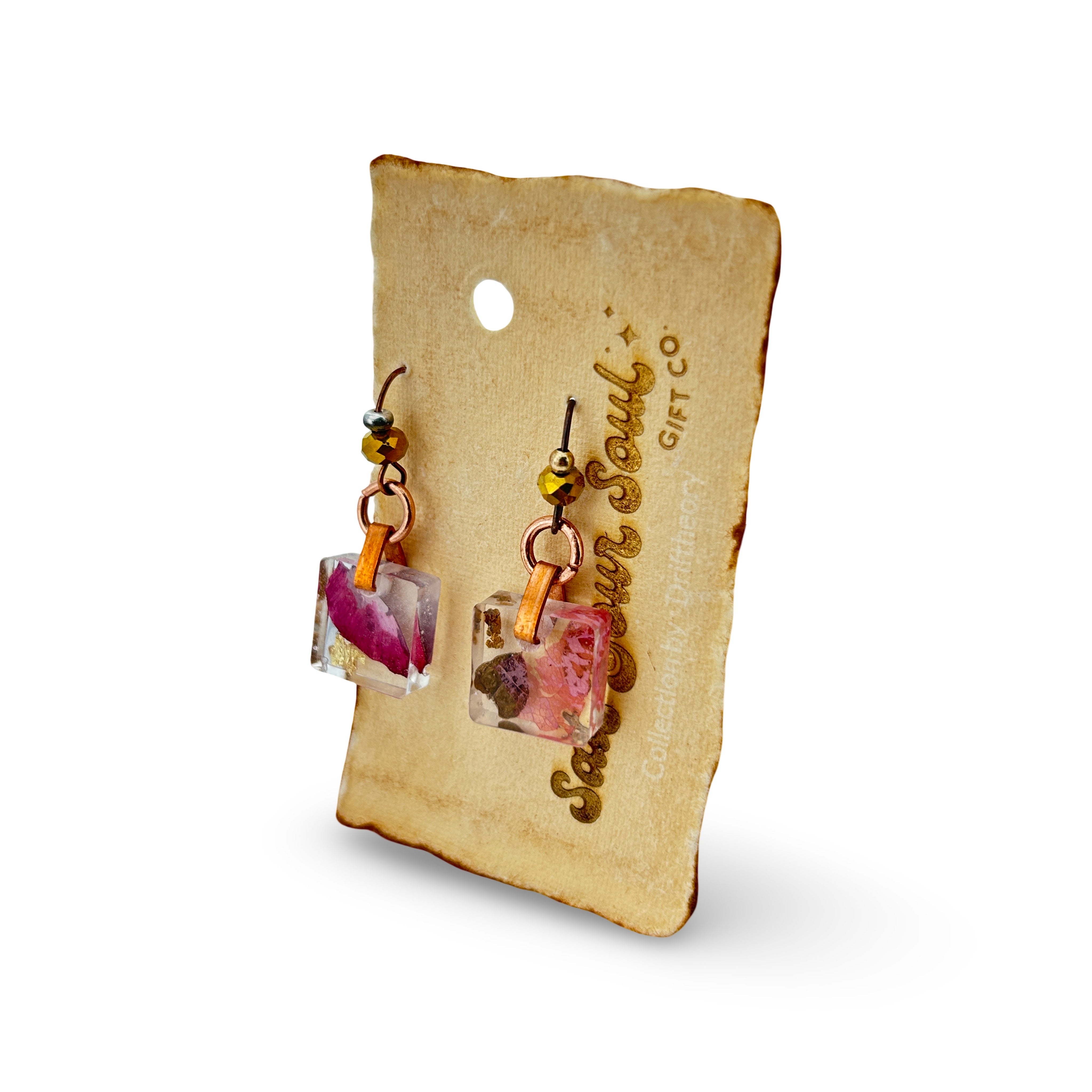 Driftheory x Salt Your Soul – Resin Dangle Earrings (Square/Copper)