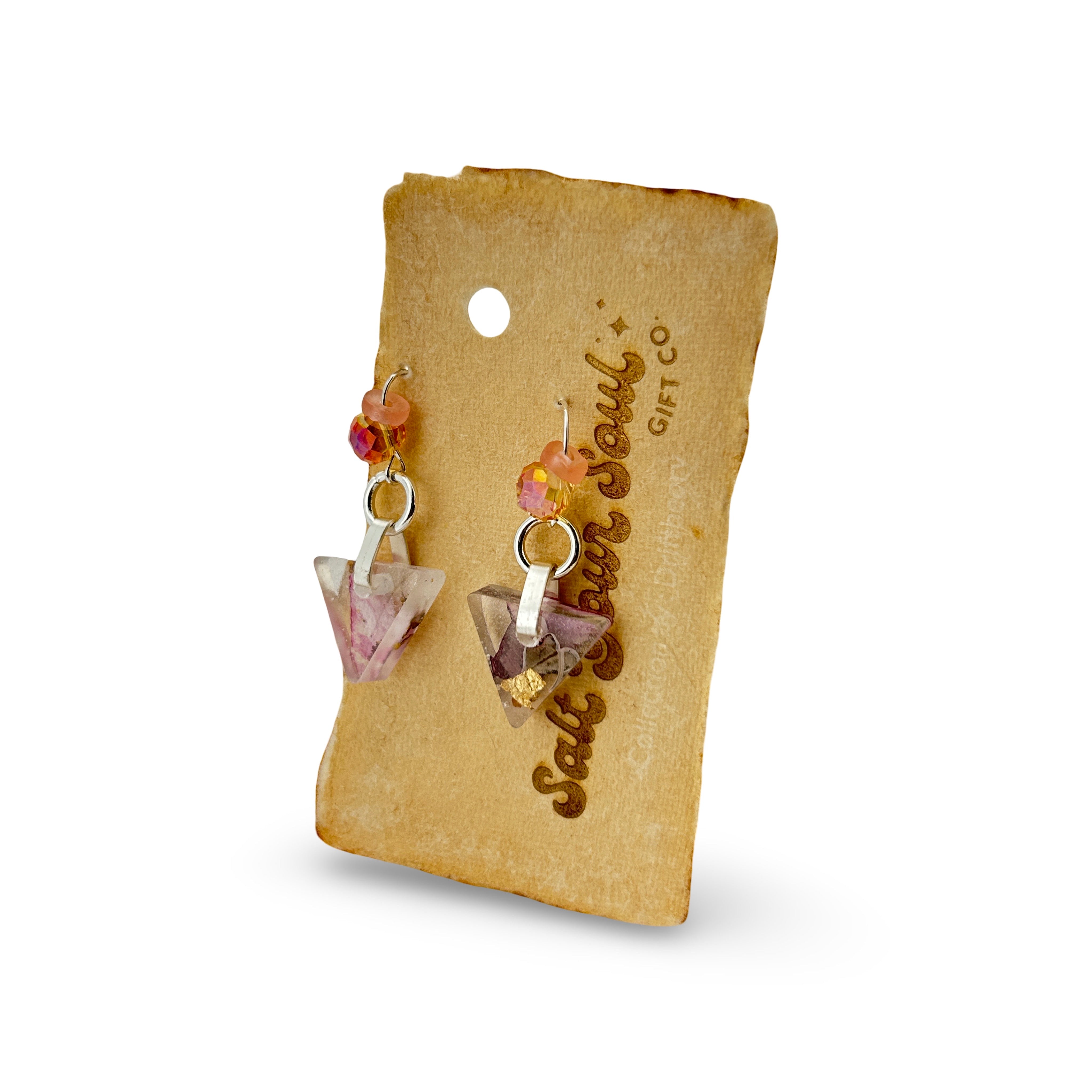 Driftheory x Salt Your Soul – Resin Dangle Earrings (Triangle/Silver)