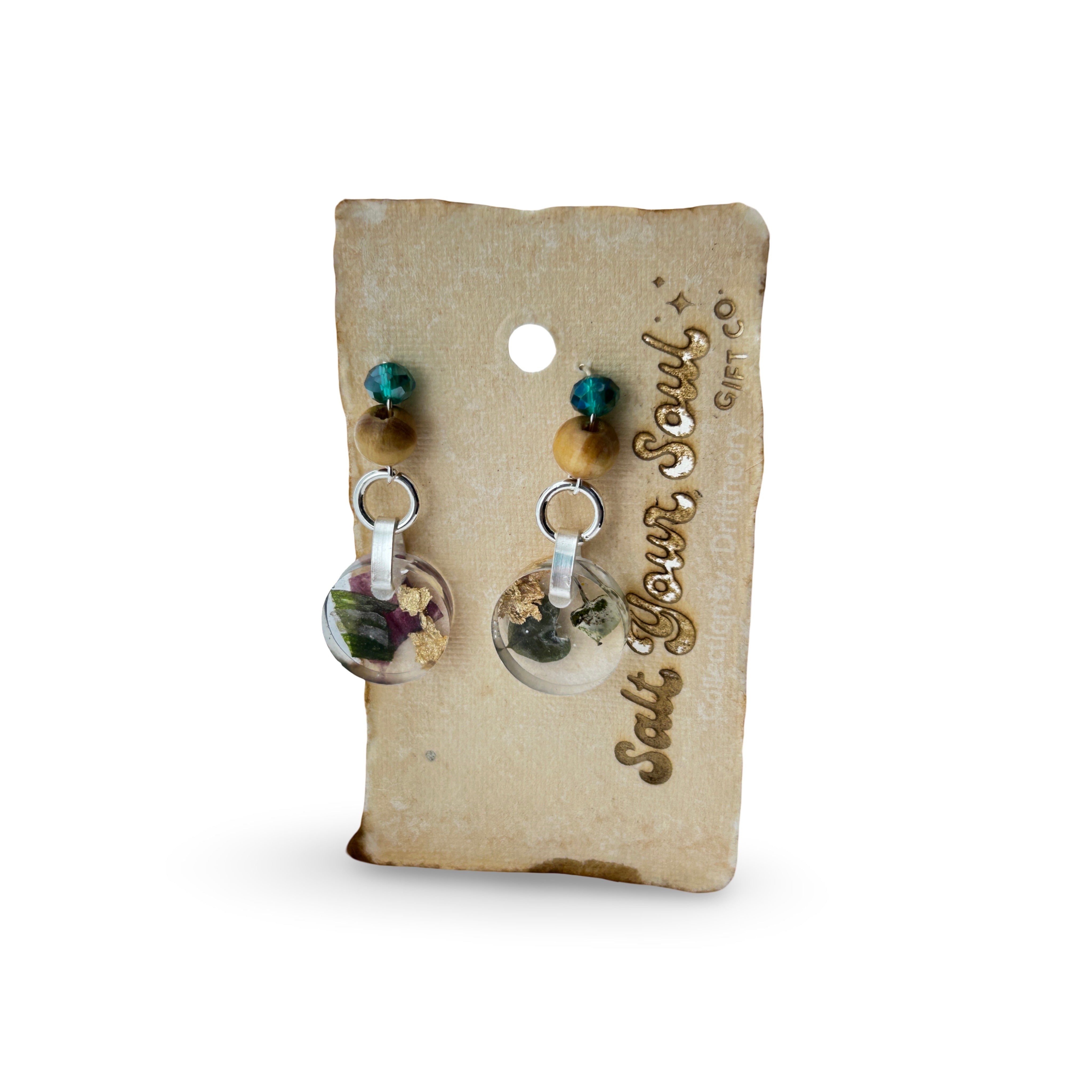 Driftheory x Salt Your Soul – Resin Dangle Earrings (Circle/Silver)