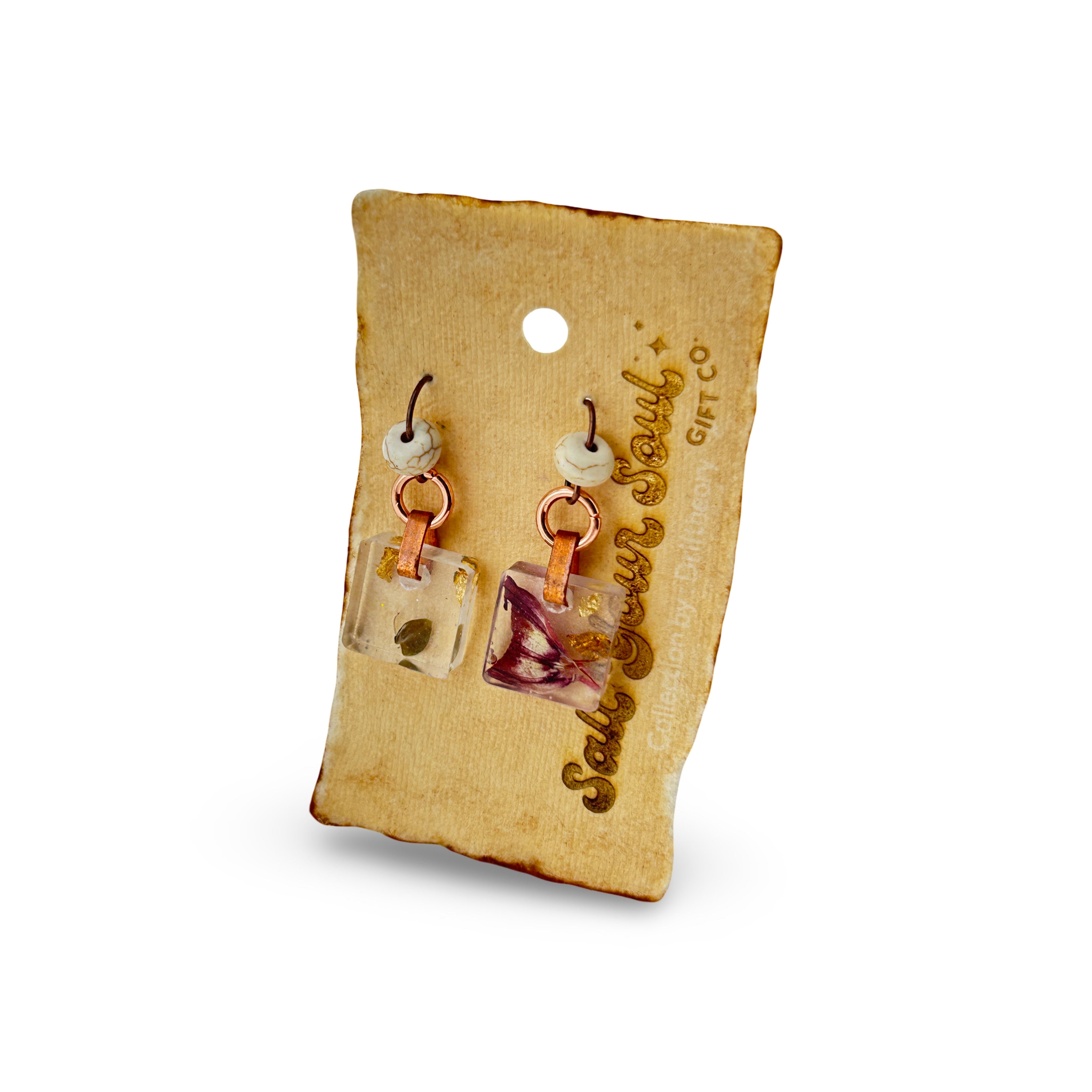 Driftheory x Salt Your Soul – Resin Dangle Earrings (Square/Copper)