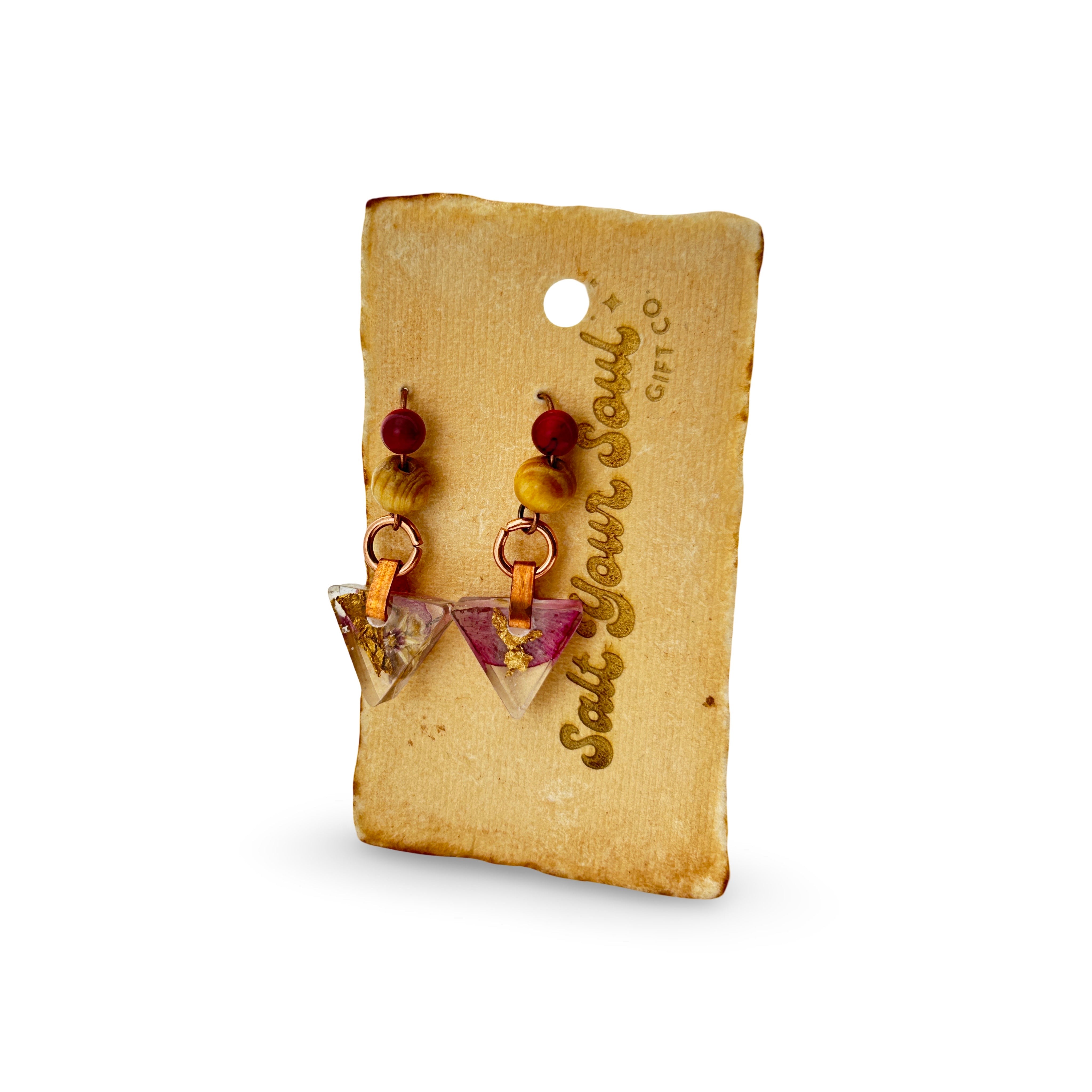 Driftheory x Salt Your Soul – Resin Dangle Earrings (Mini Triangle/Copper)