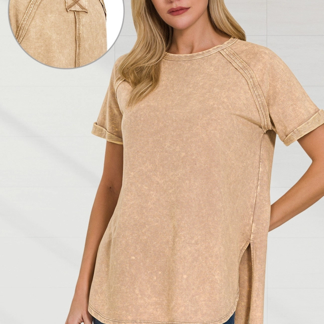 French Terry Vintage Wash Casual Top