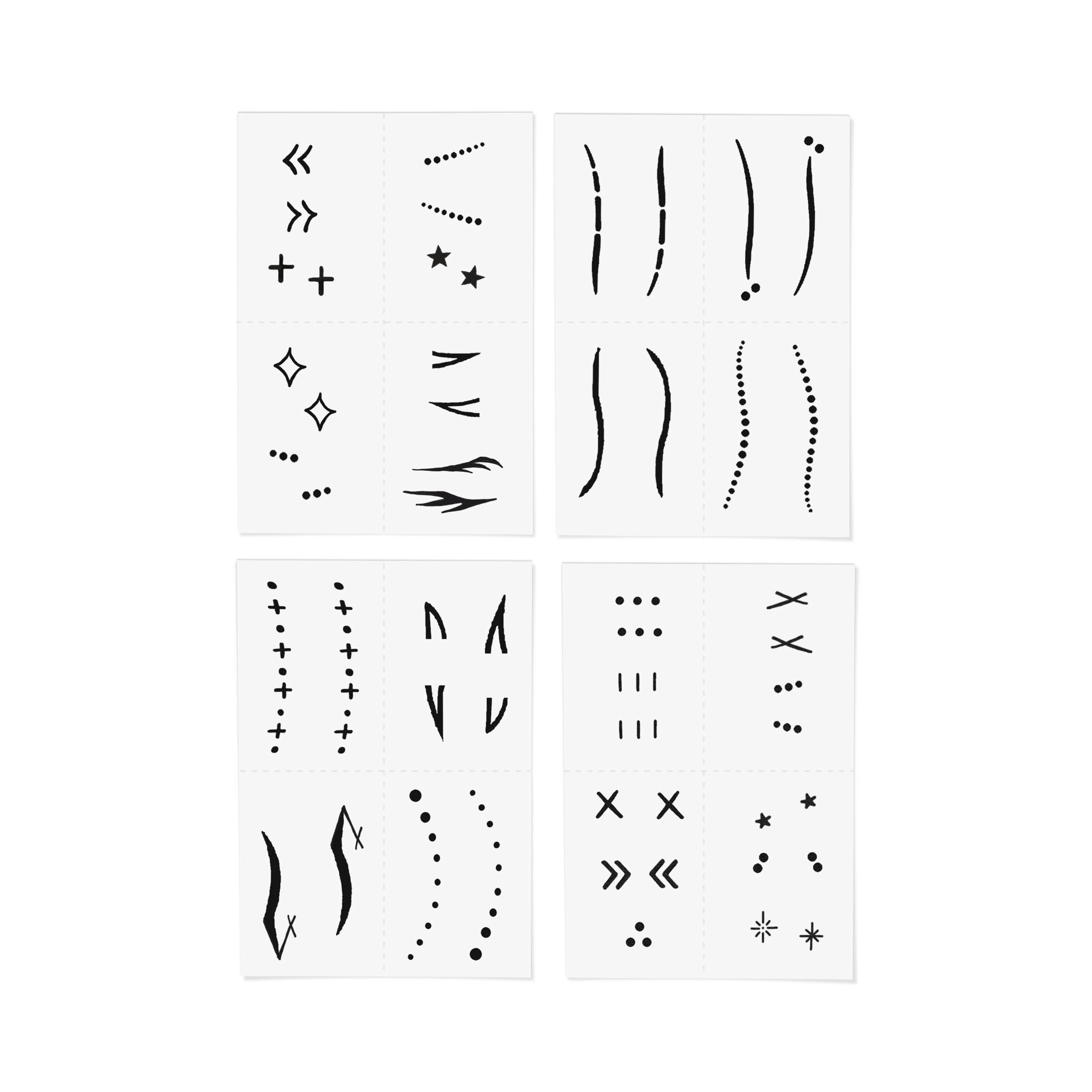 Face Tats Hand-Drawn Temporary Tattoo Pack