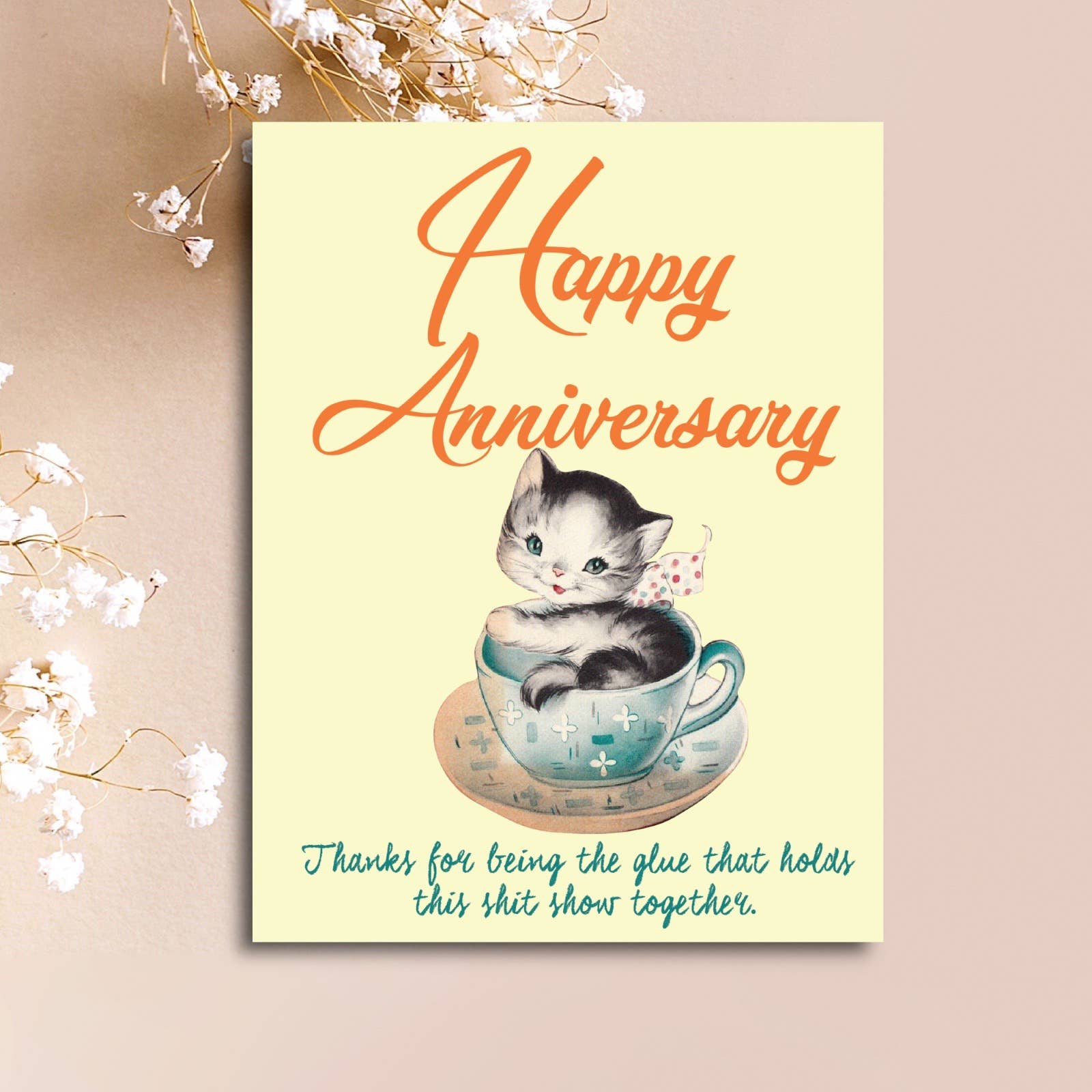 Happy Anniversary Shit Show Cat Card