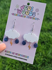 Lightning and Rain Cloud Dangle Earrings