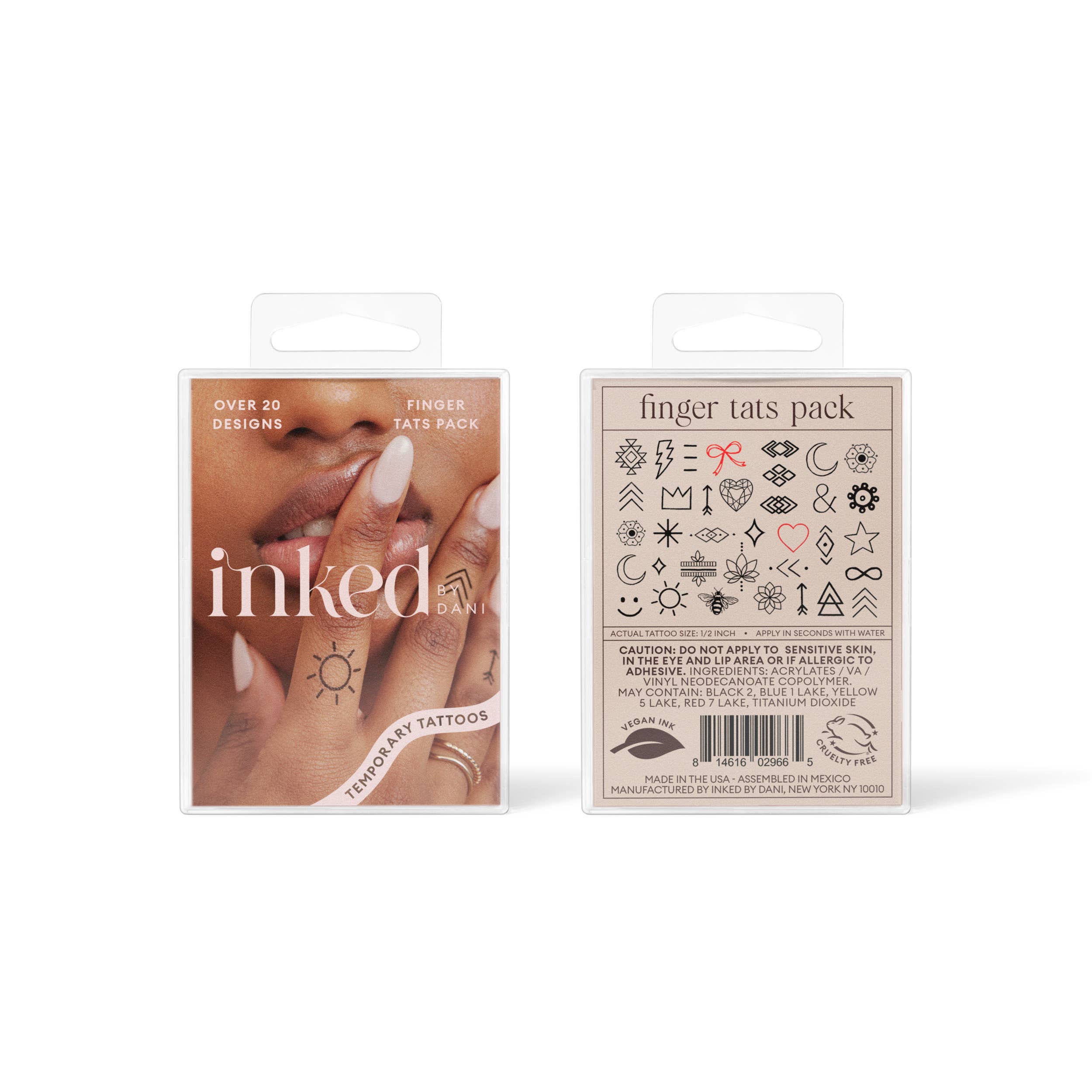Finger Tats Hand-Drawn Temporary Tattoo Pack
