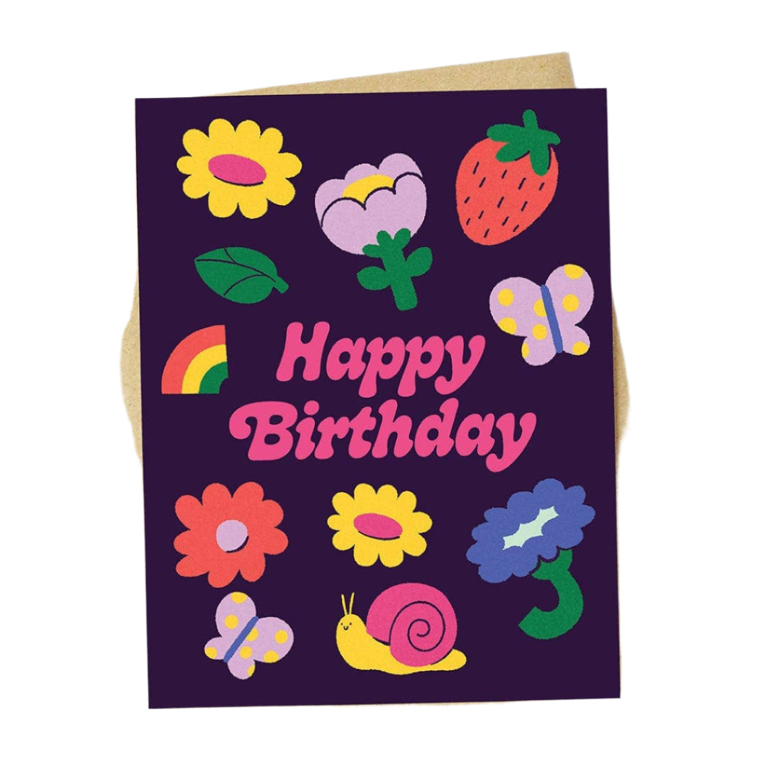 Flowers & Cute Icons Birthday Card