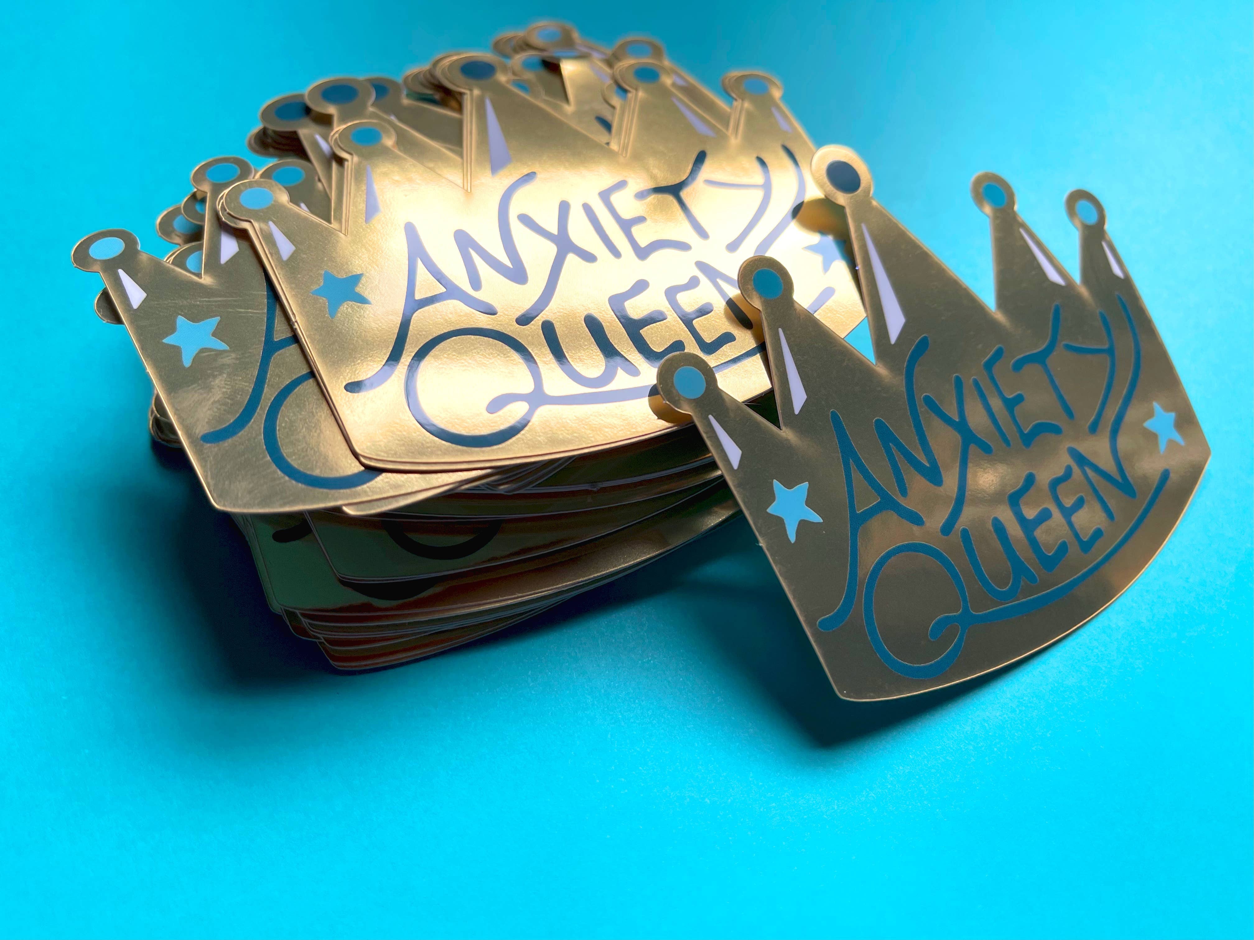 Metallic Gold Anxiety Queen Sticker