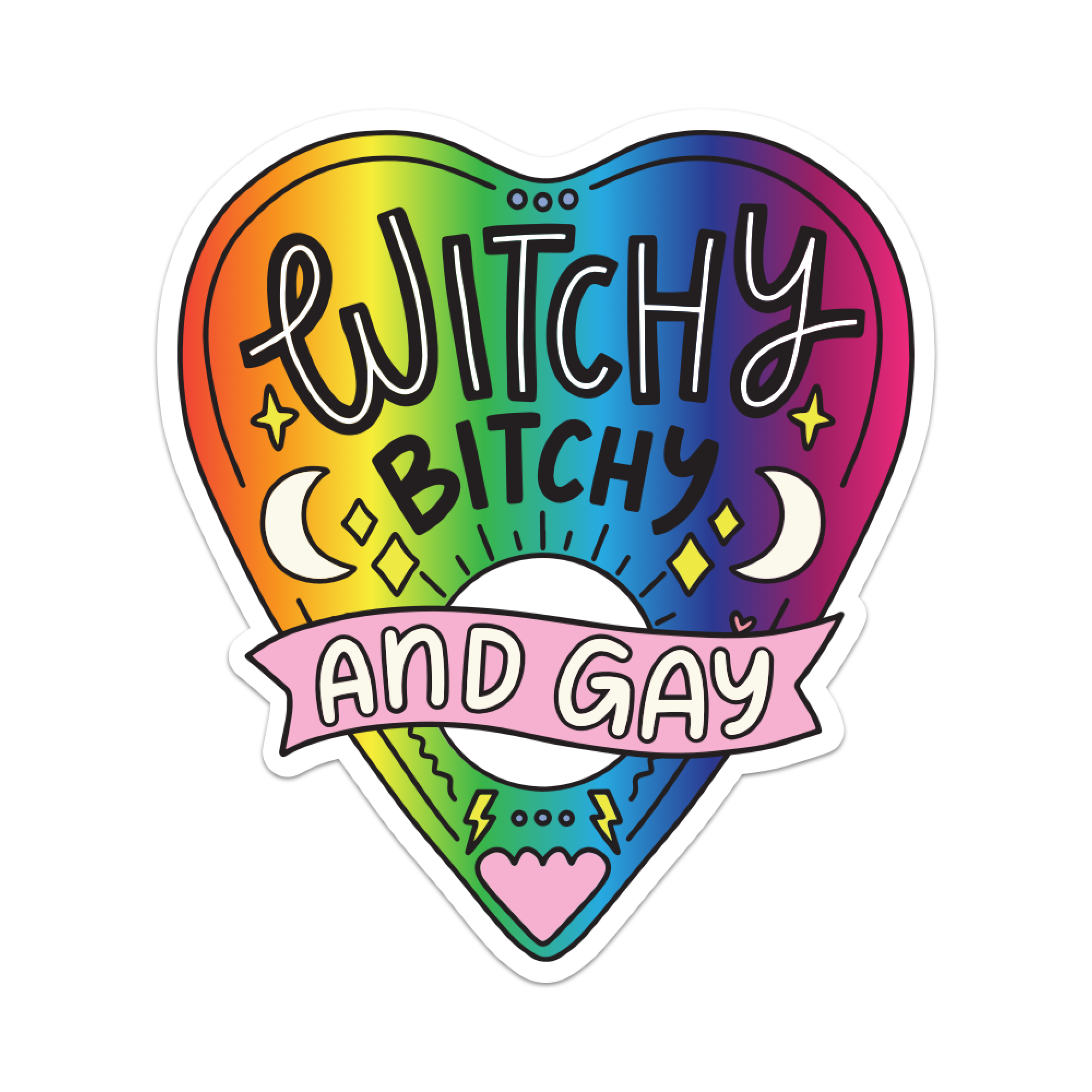 Witchy, Bitchy, and Gay Planchette Vinyl Sticker