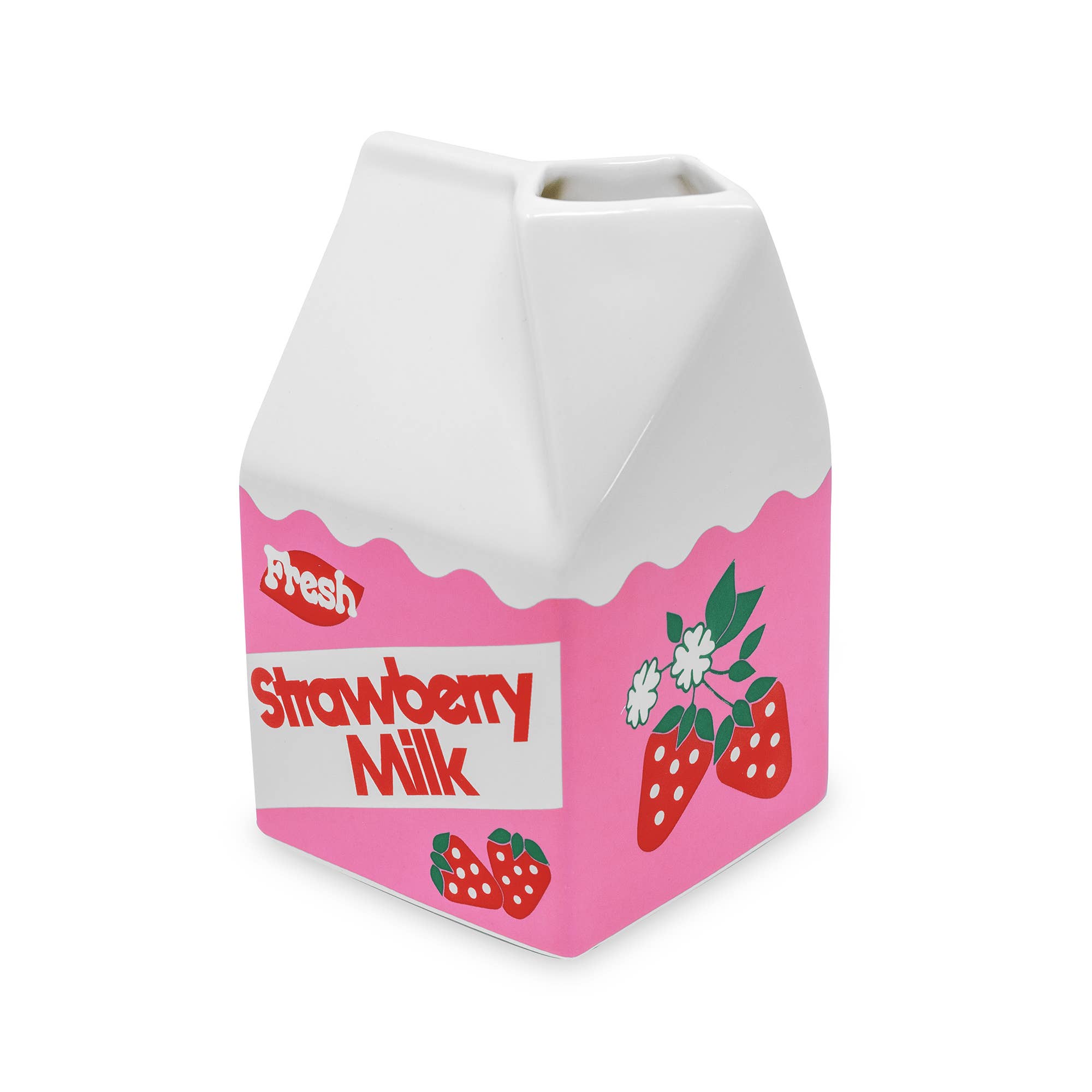Ceramic Vase - Strawberry Milk Carton