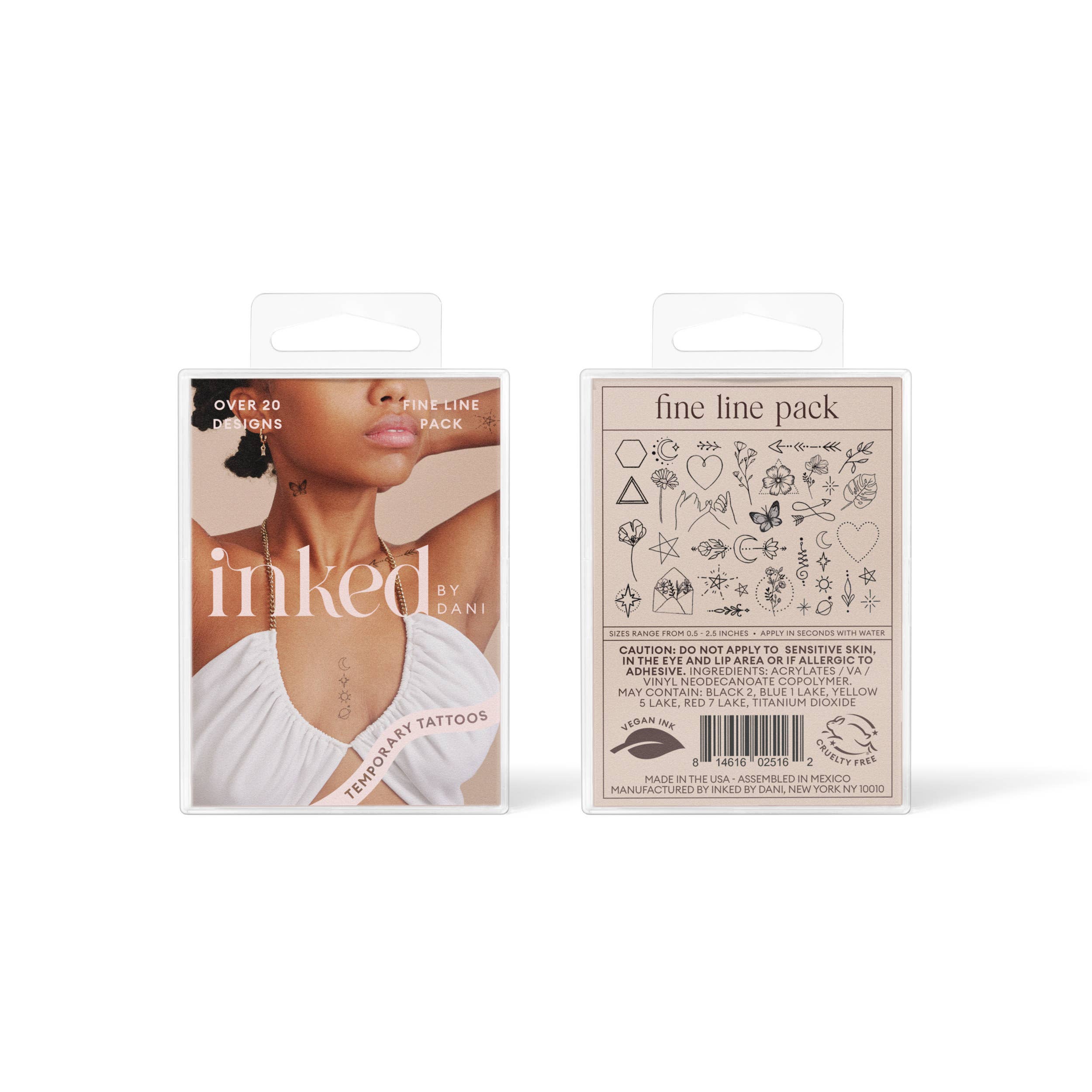 Fine Line Hand-Drawn Temporary Tattoo Pack