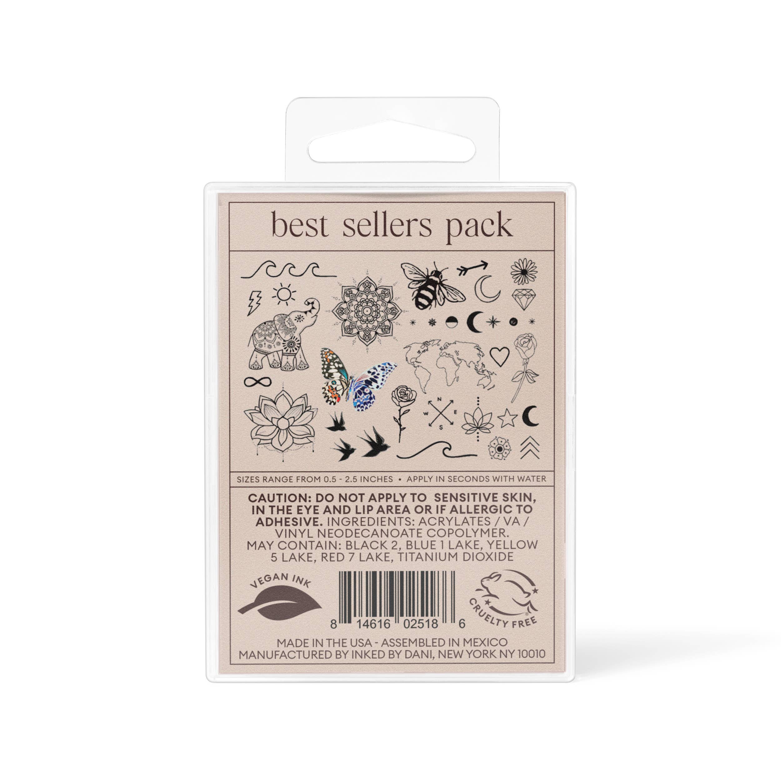 Best Sellers Hand-Drawn Temporary Tattoo Pack