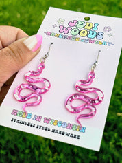 Mystic Serpent Mirror Dangle Earrings