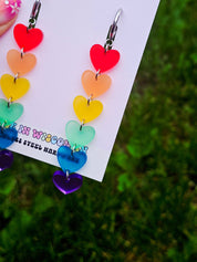 Rainbow Heart Drop Dangle Earrings