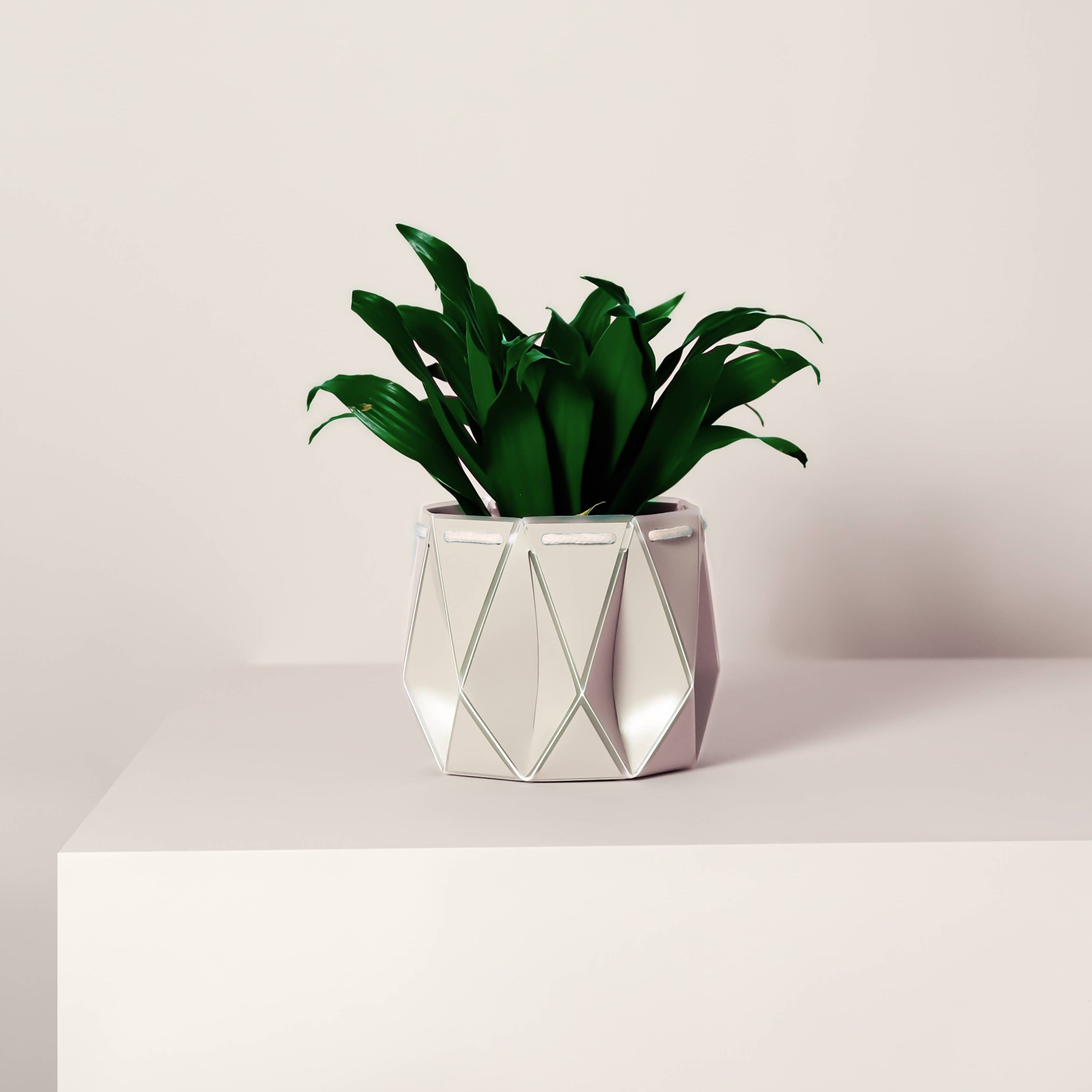 Origami Self-Watering Pot Ivory White