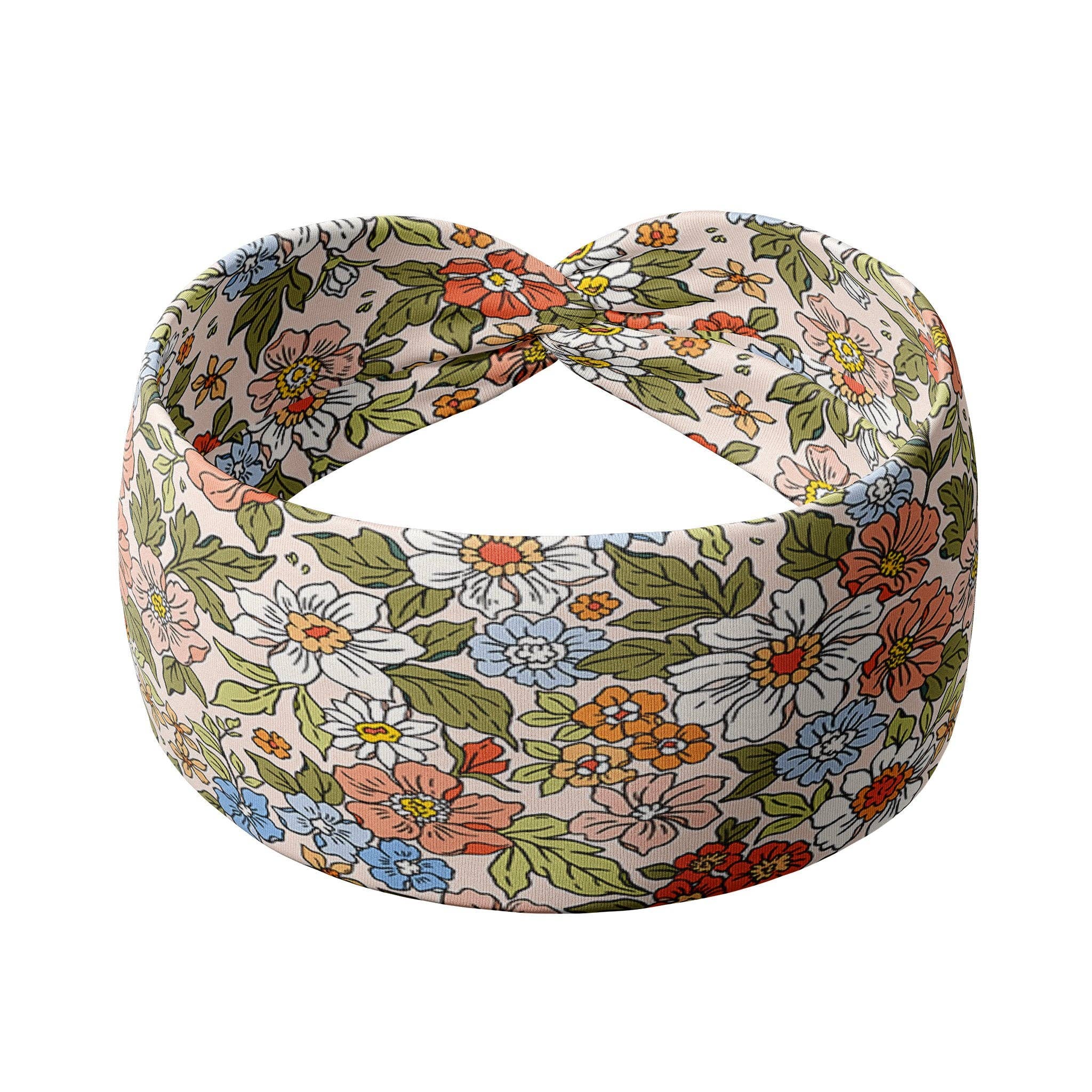 Lilac Market Headband: Katie Ann Floral on Ivory (Non-Slip, Ultra-Soft, 3-in-1 Twist Style)