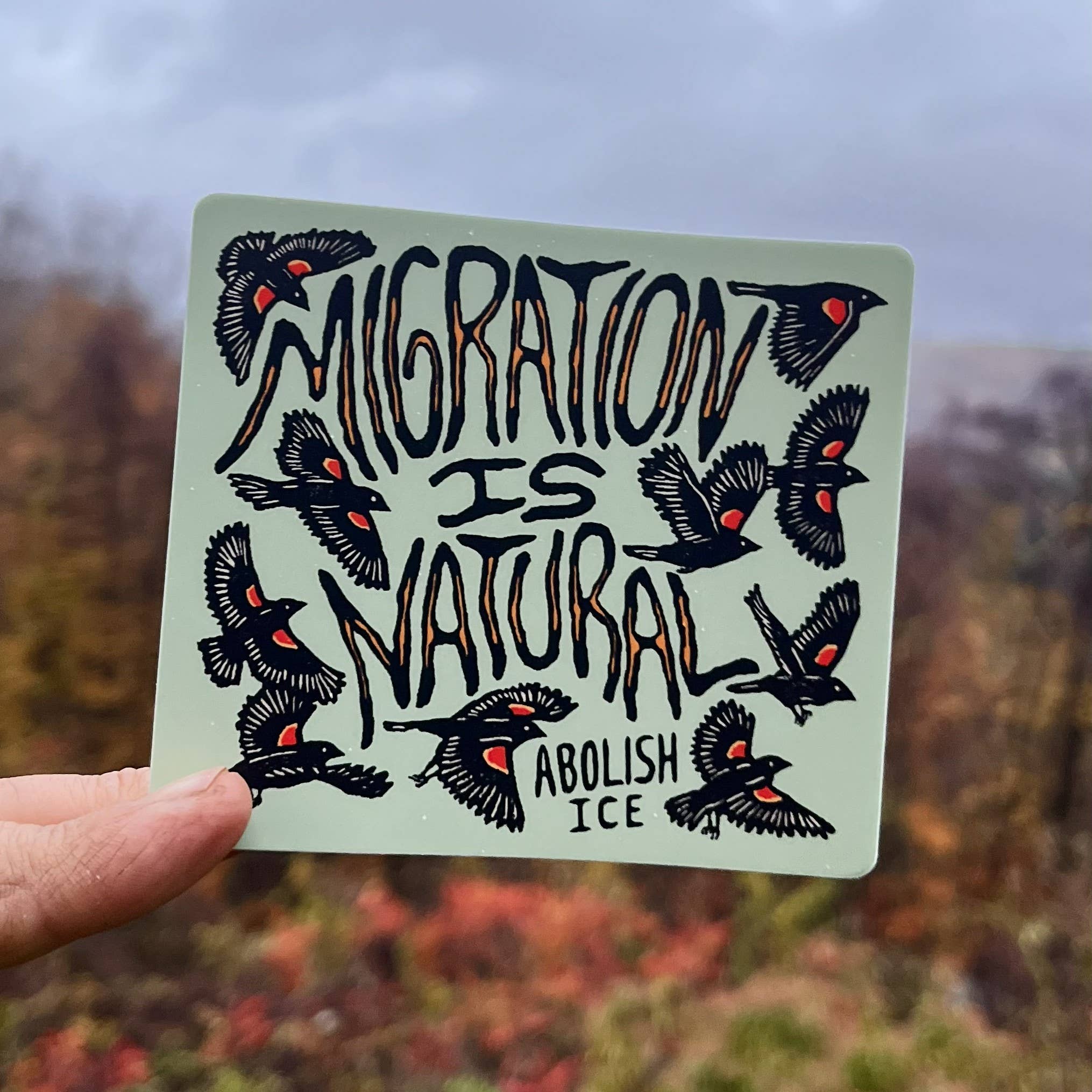 Migration Is Natural Abolish ICE Bird Sticker