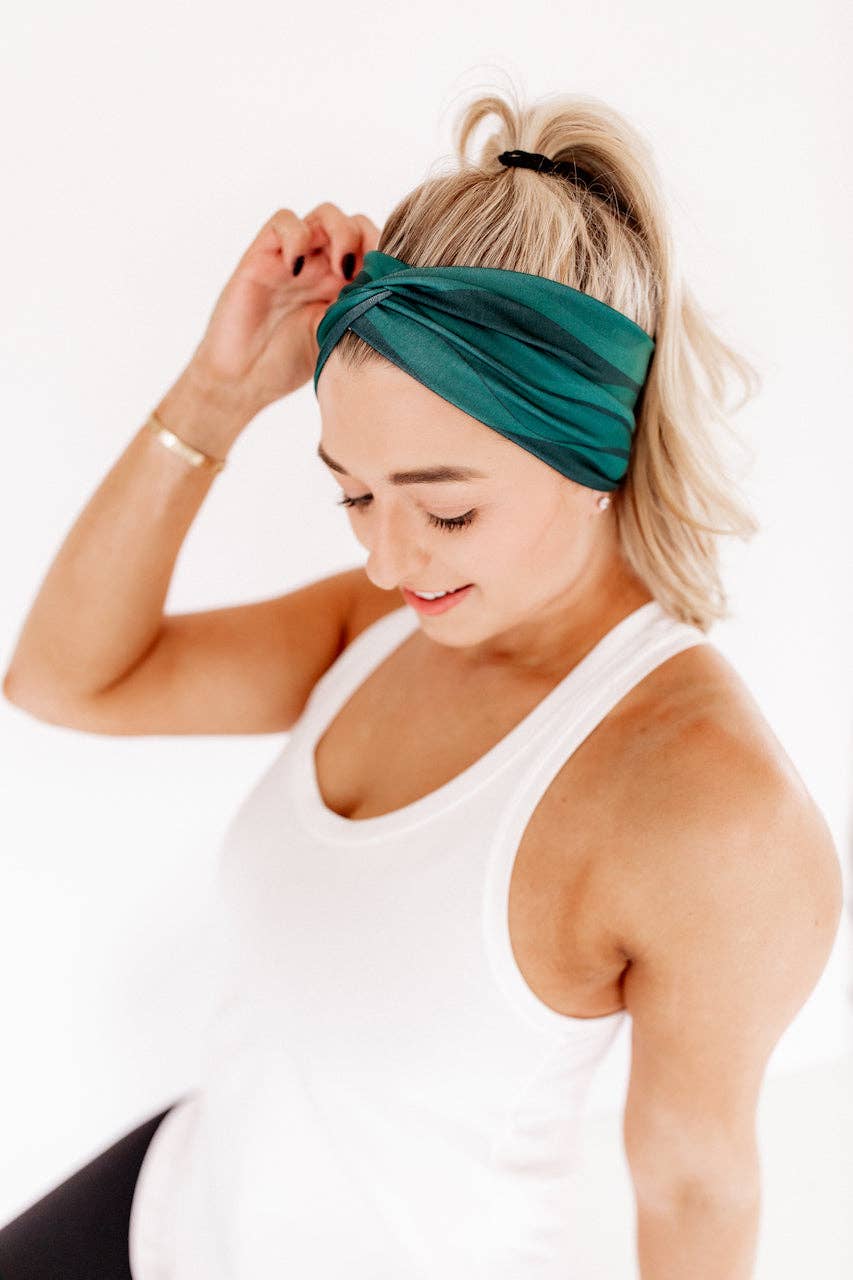 Lilac Market Headband: Emerald Flow (Non-Slip, Ultra-Soft, 3-in-1 Twist Style)