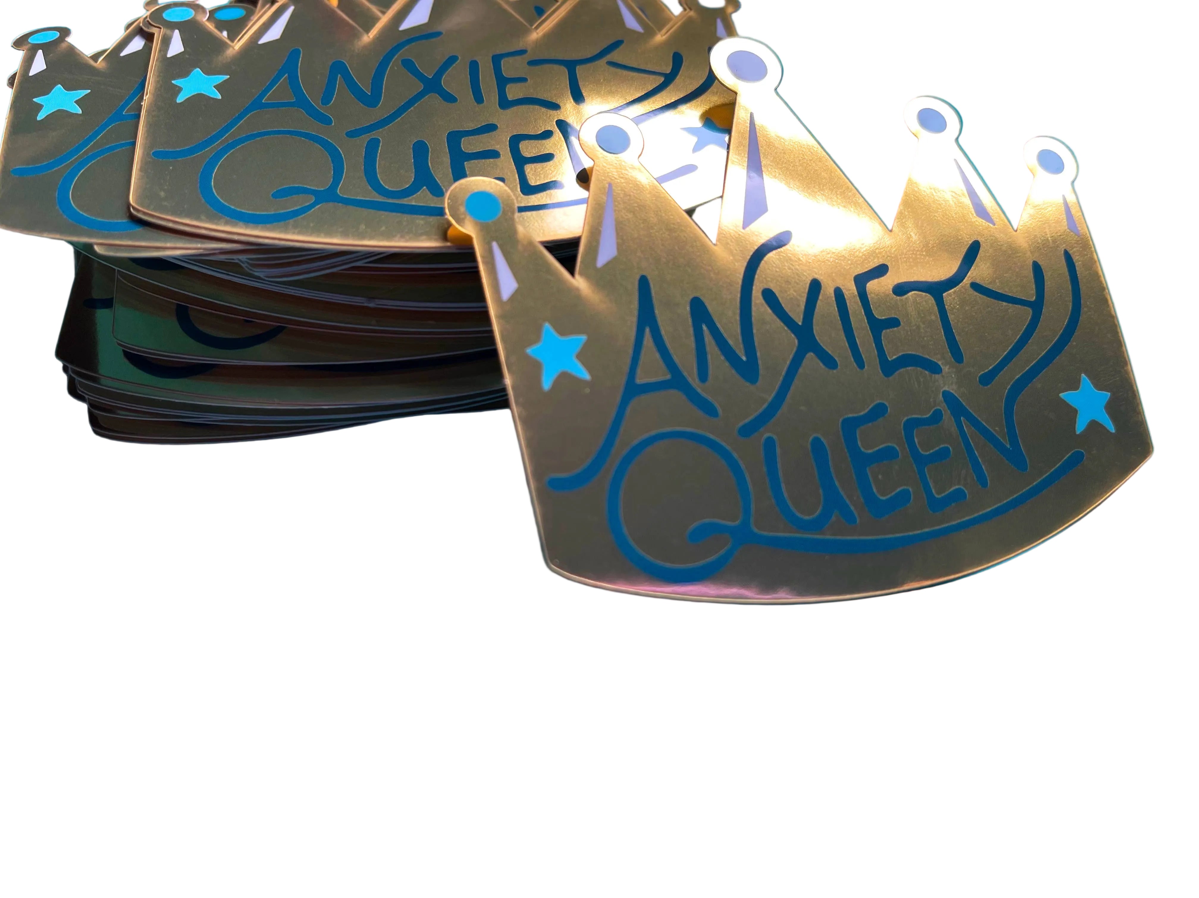 Metallic Gold Anxiety Queen Sticker