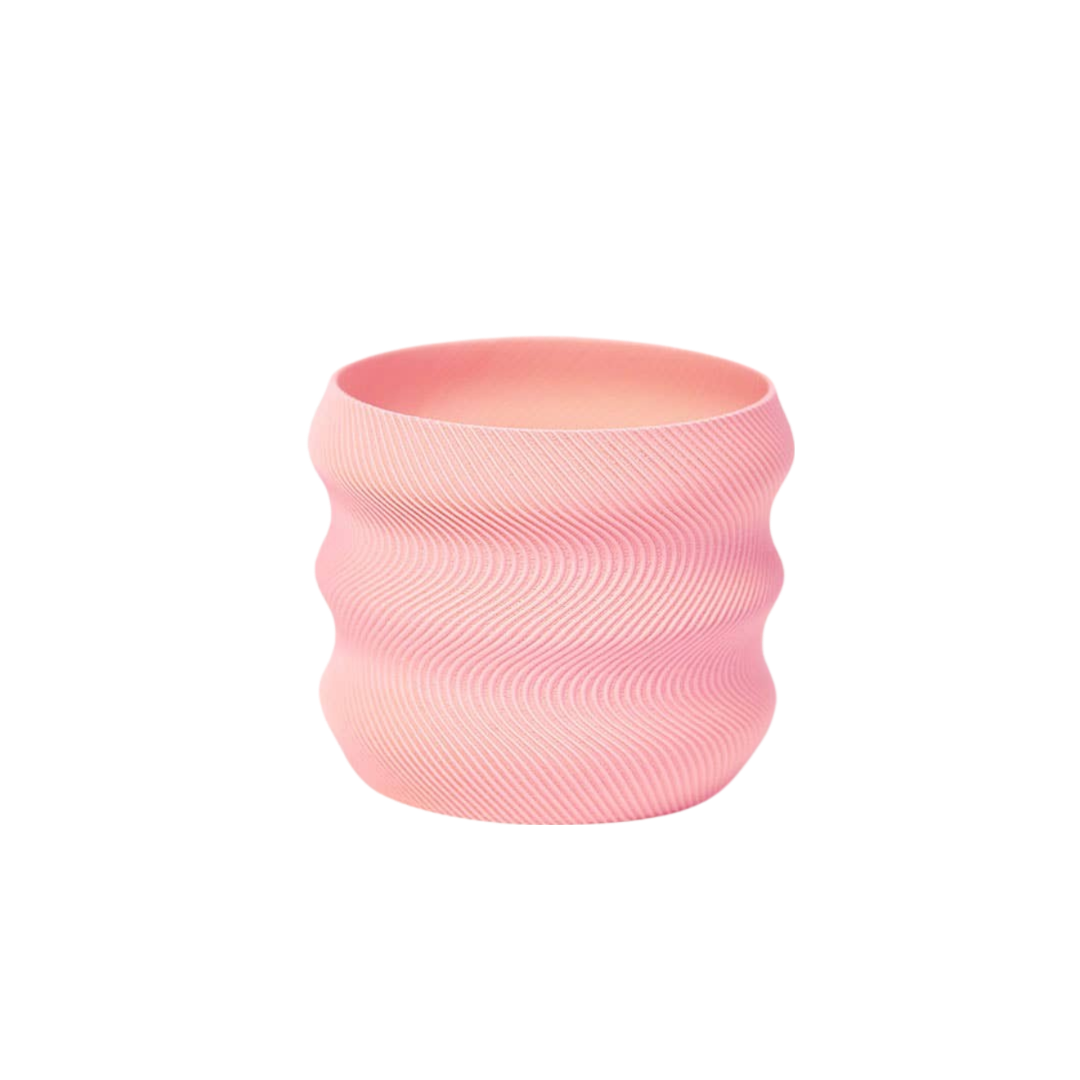 3D Printed 'Made From Plants' Plant Pot in Pink - 3.8"