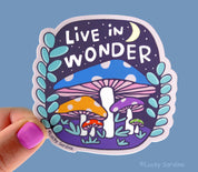 Live In Wonder Magic Mushrooms Vinyl Sticker