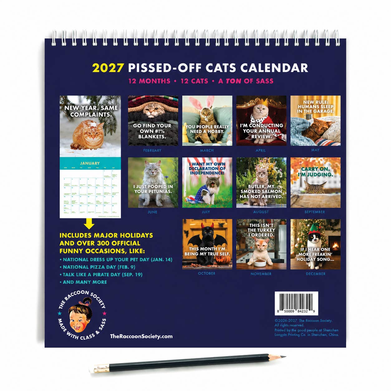 2027 Pissed-Off Cats Wall Calendar