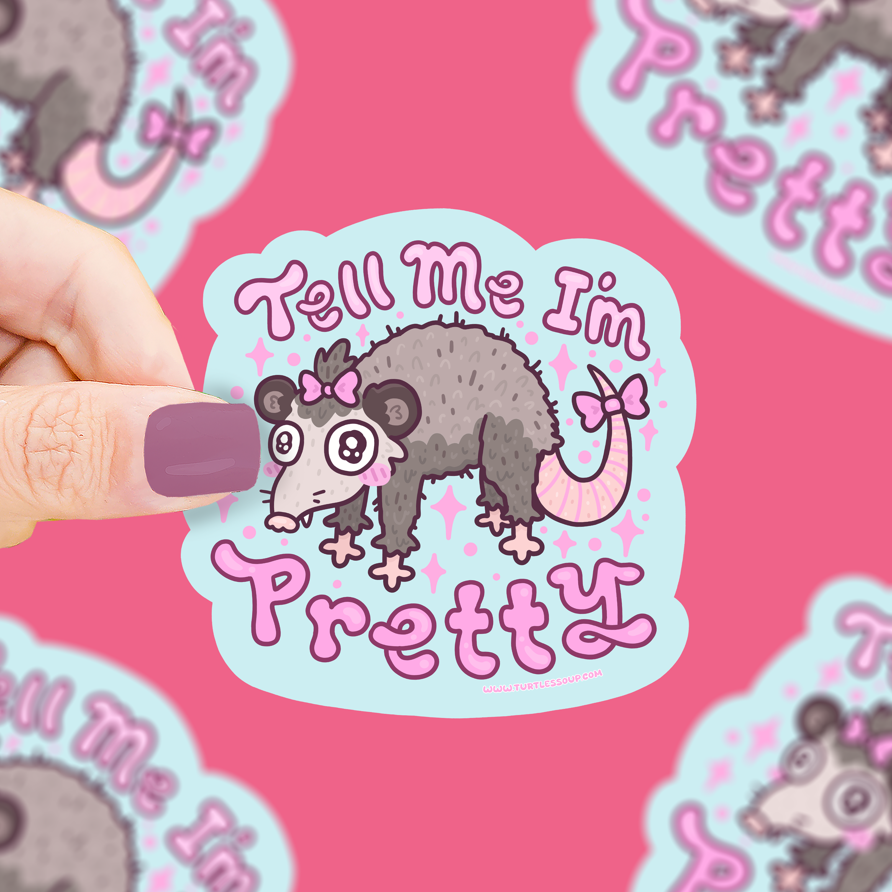 Tell Me I’m Pretty | Opossum | Trash | Bow | Vinyl Sticker