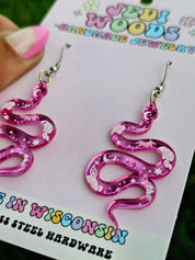 Mystic Serpent Mirror Dangle Earrings