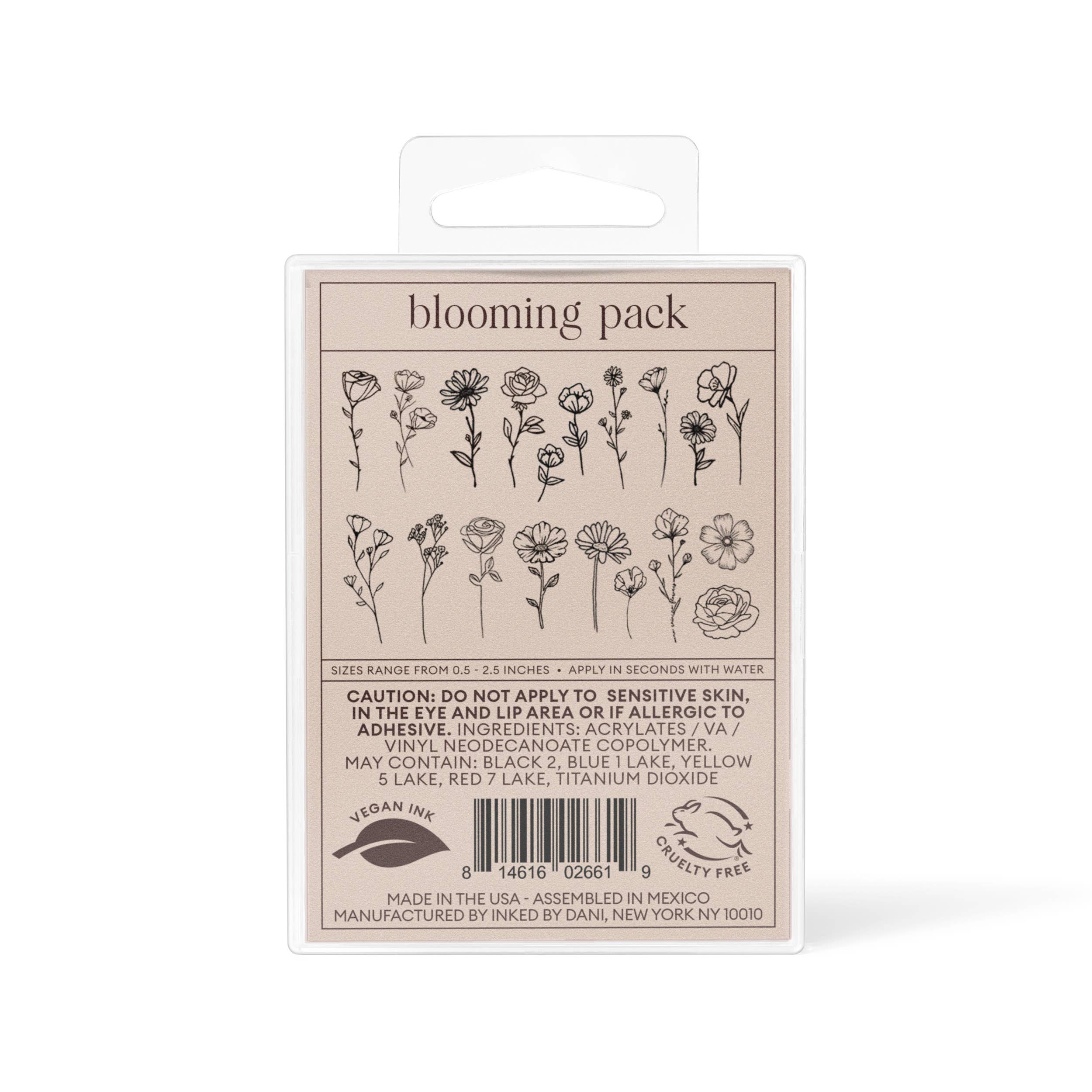 Blooming Hand-Drawn Temporary Tattoo Pack