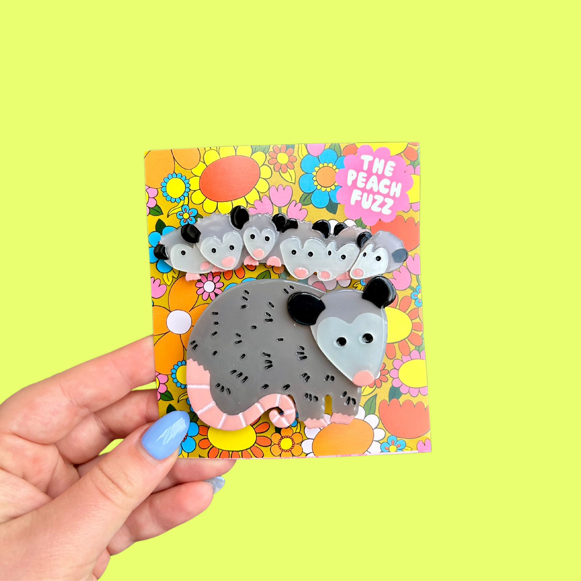 Opossum Family Hair Clip Set
