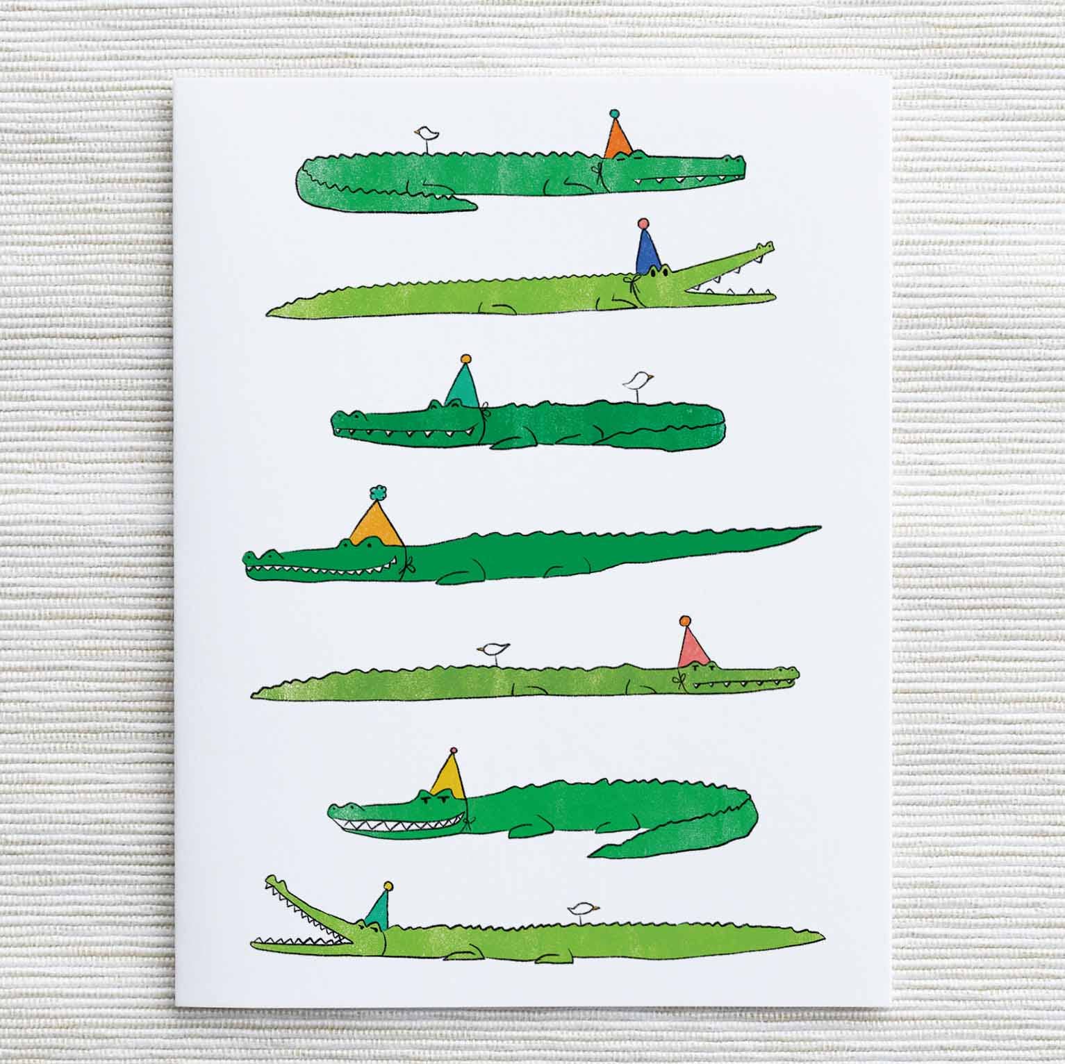 Birthday Card - Alligator Birthday Card, Animals party hats