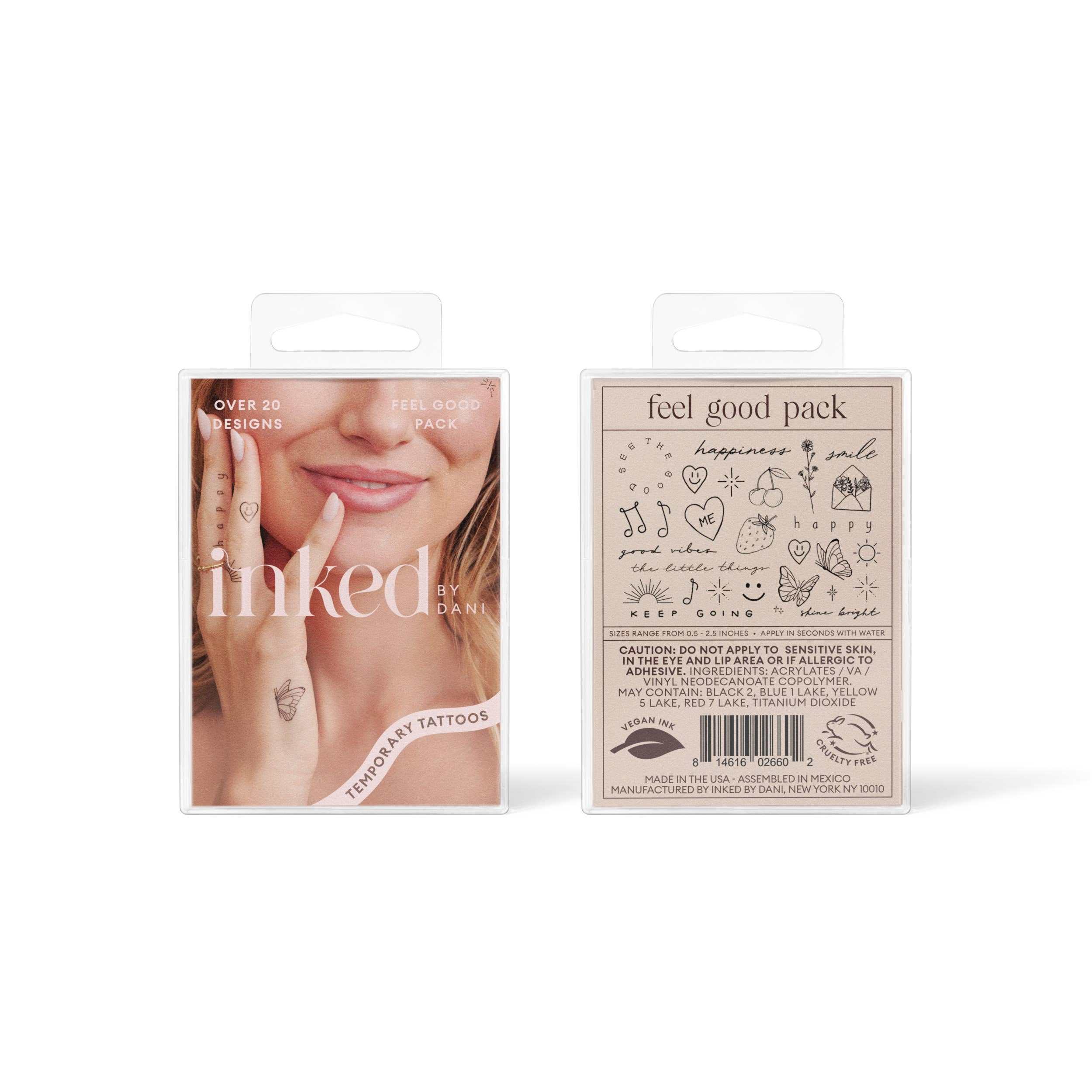Feel Good Hand-Drawn Temporary Tattoo Pack