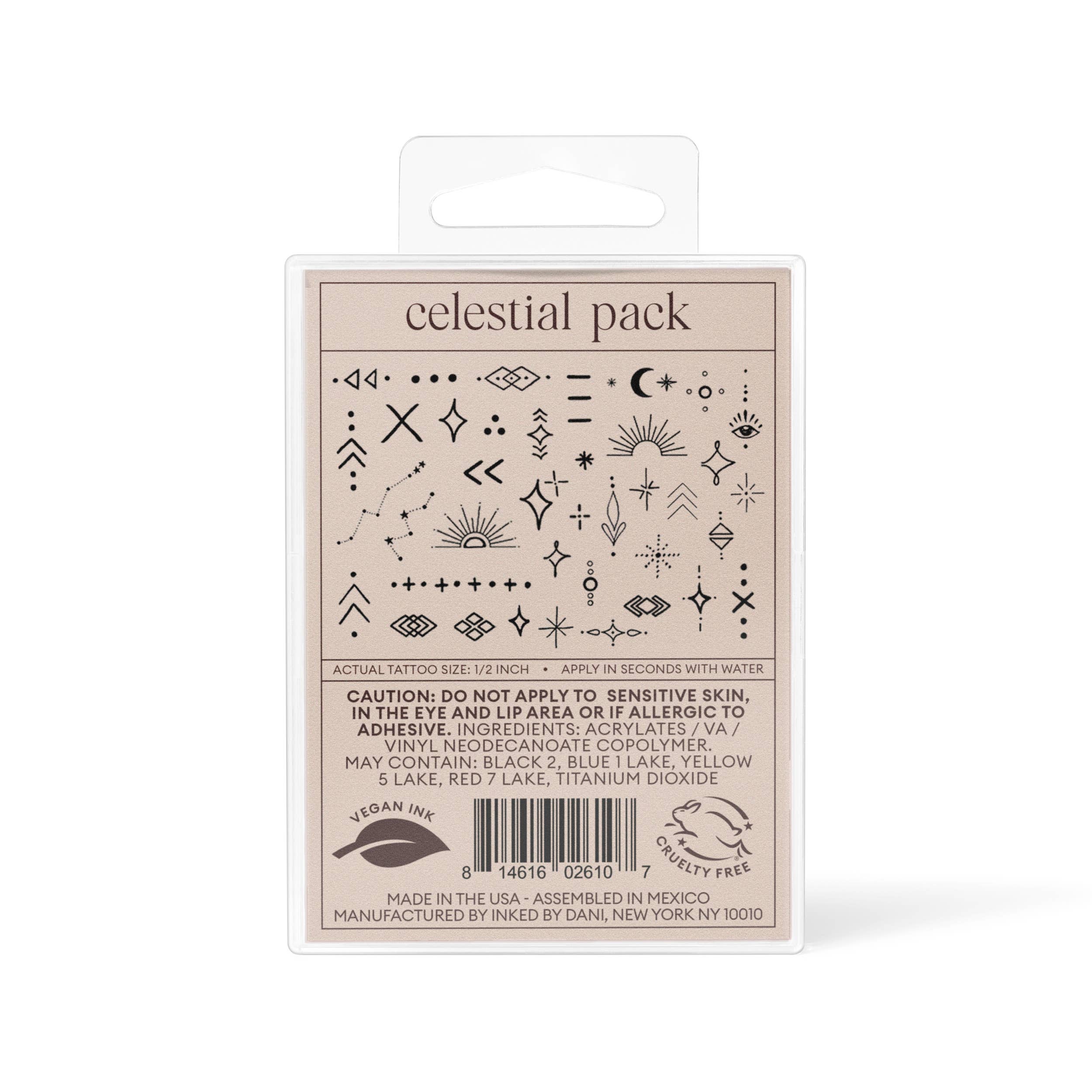 Celestial Hand-Drawn Temporary Tattoo Pack
