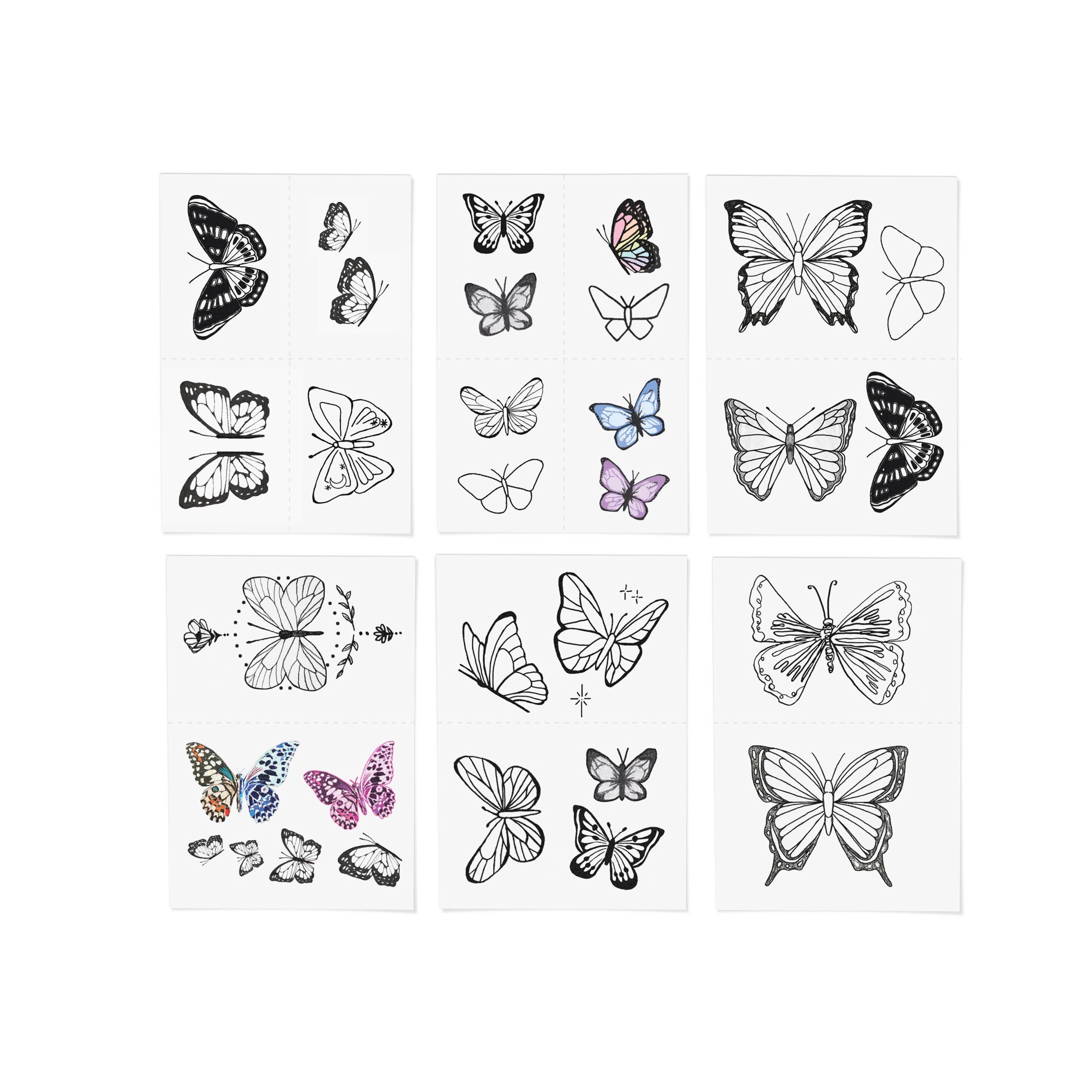 Butterfly Dreams Hand-Drawn Temporary Tattoo Pack