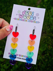 Rainbow Heart Drop Dangle Earrings