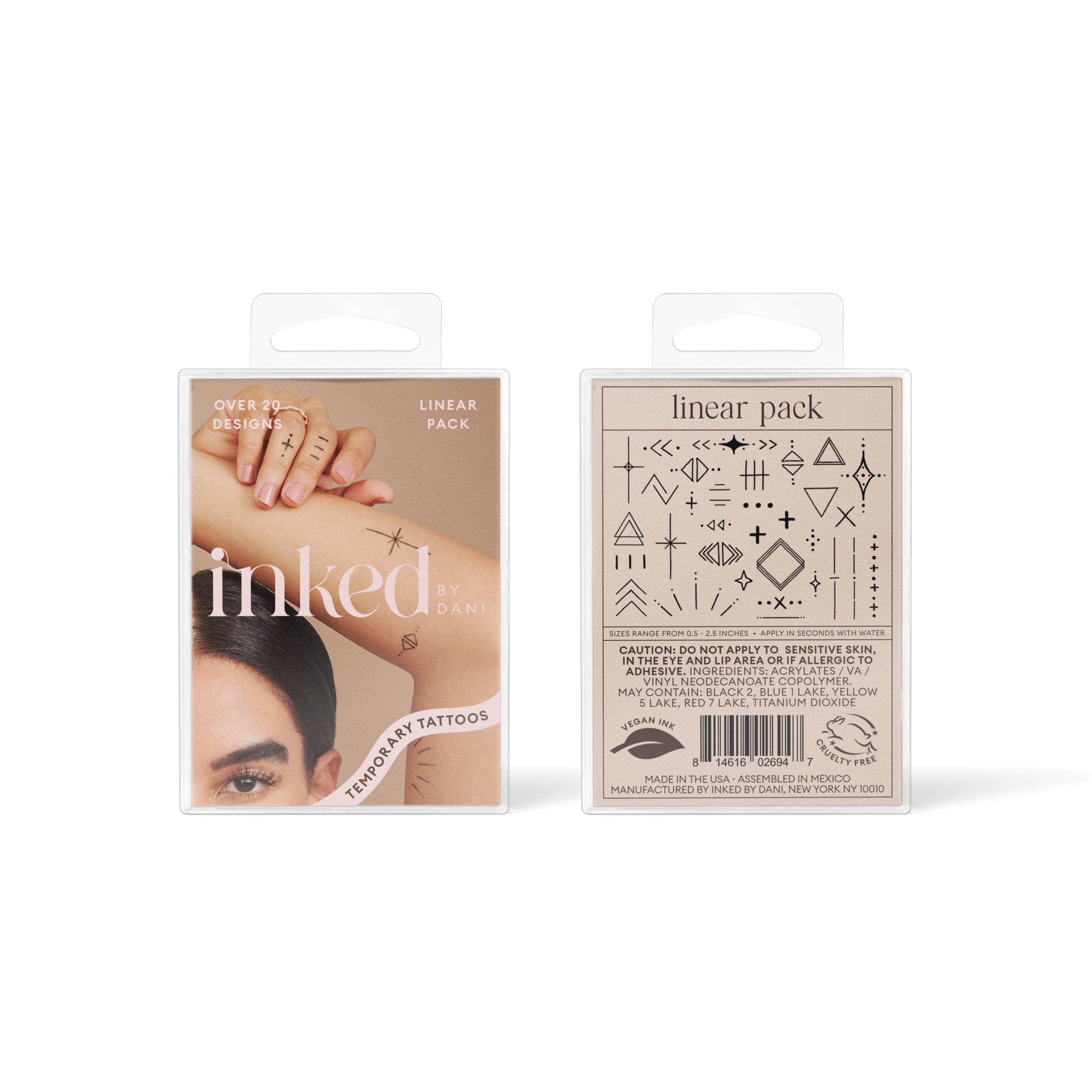 Linear Hand-Drawn Temporary Tattoo Pack