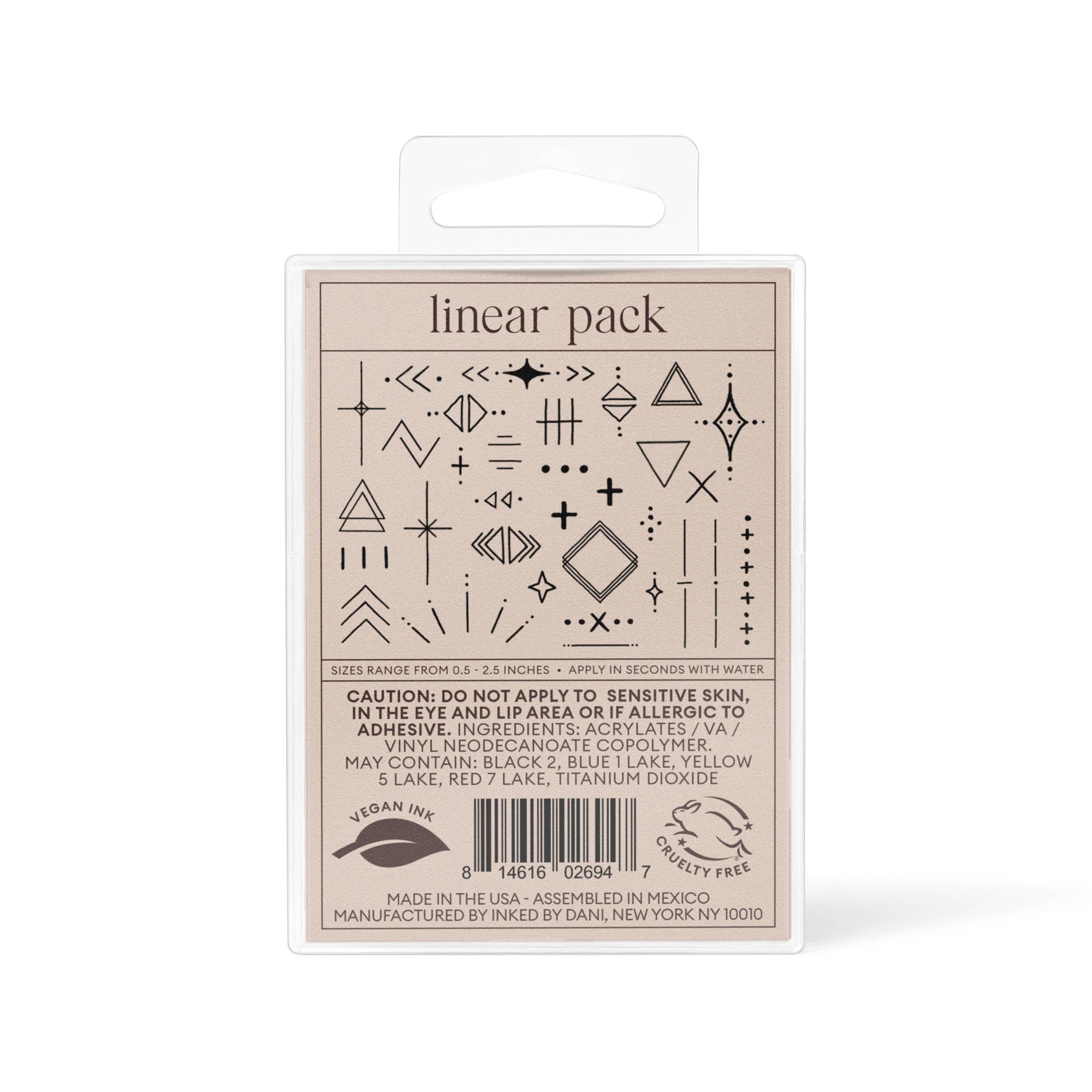 Linear Hand-Drawn Temporary Tattoo Pack