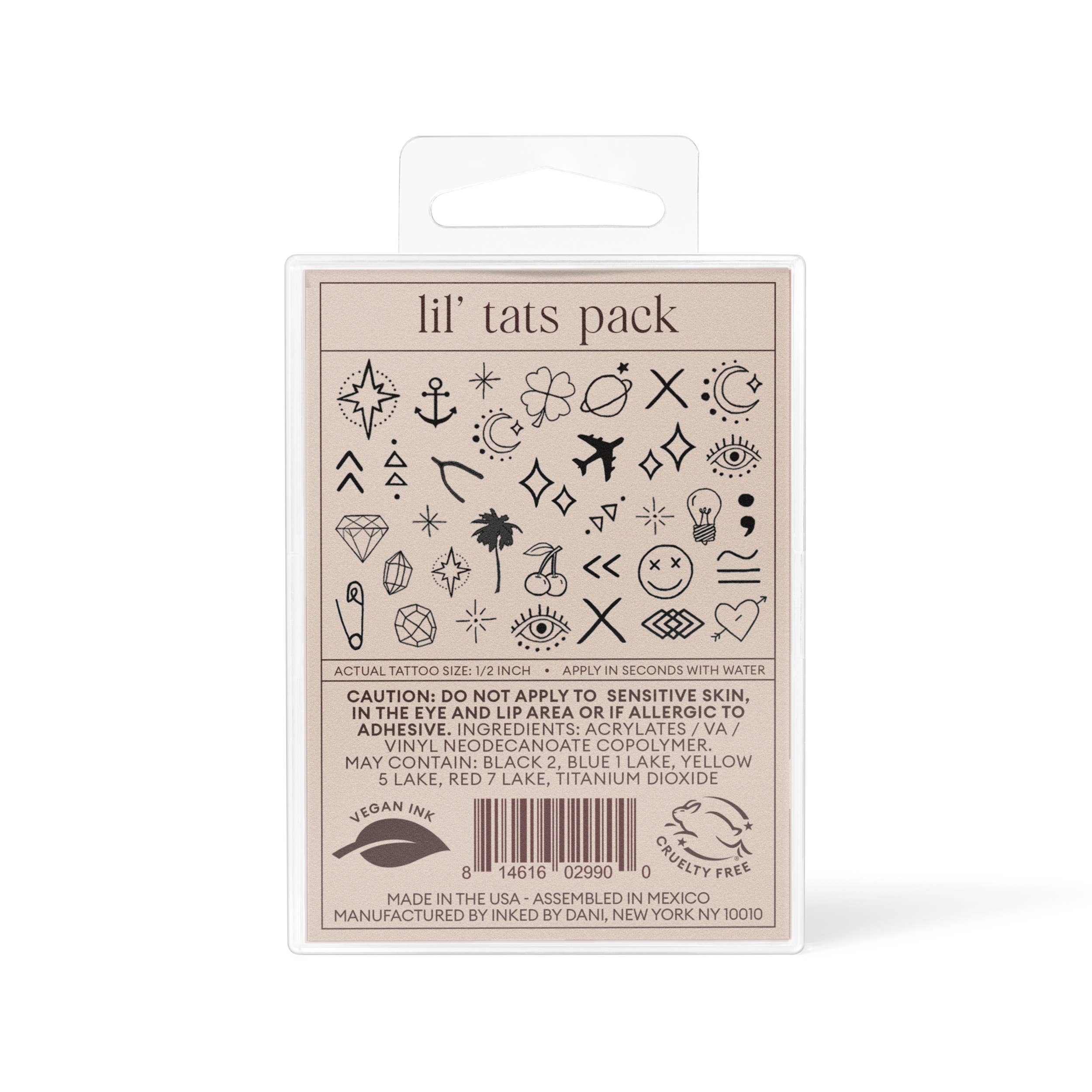 Lil' Tats Hand-Drawn Temporary Tattoo Pack