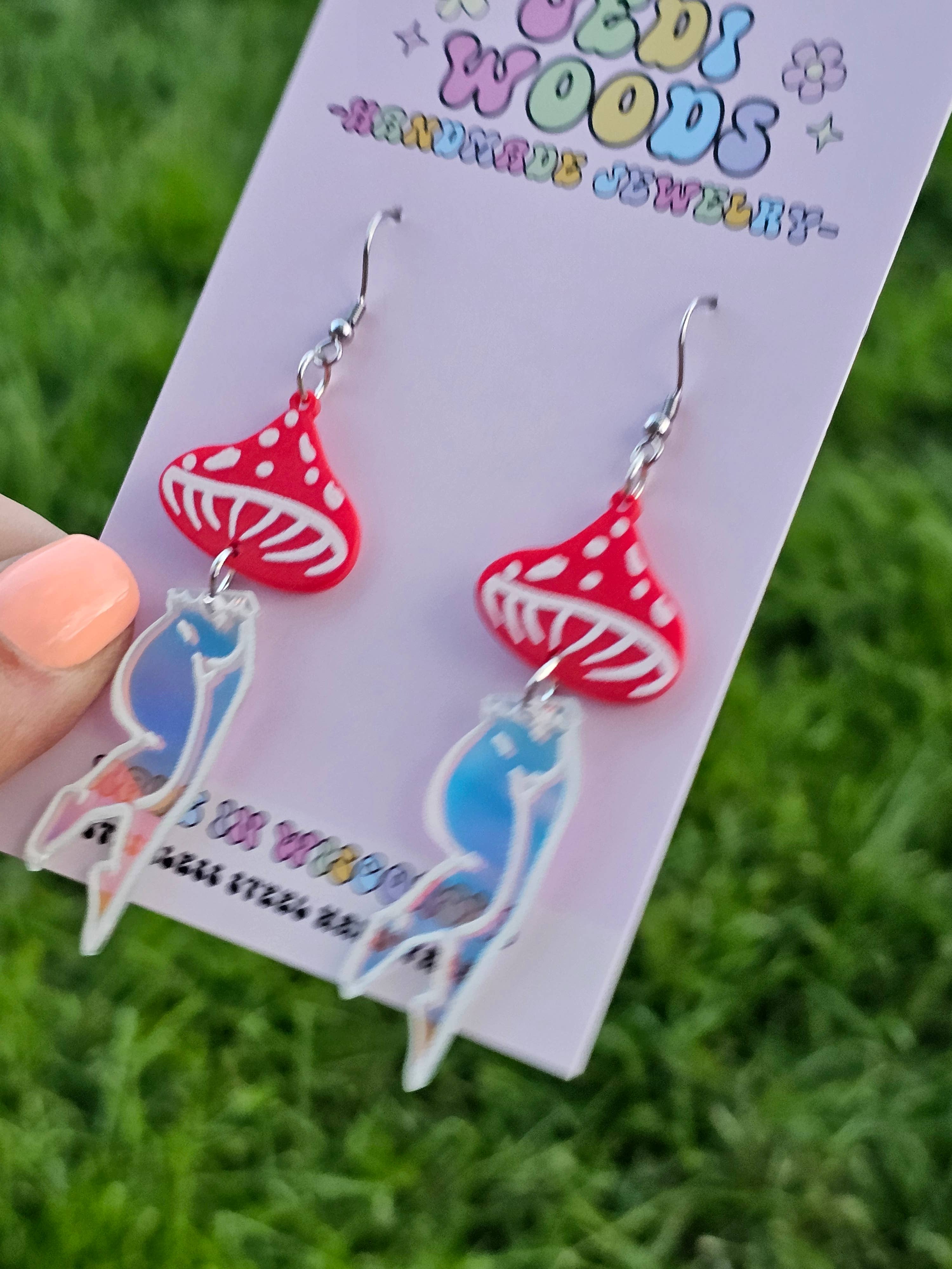 Funky Fungi Lady Dangle Earrings