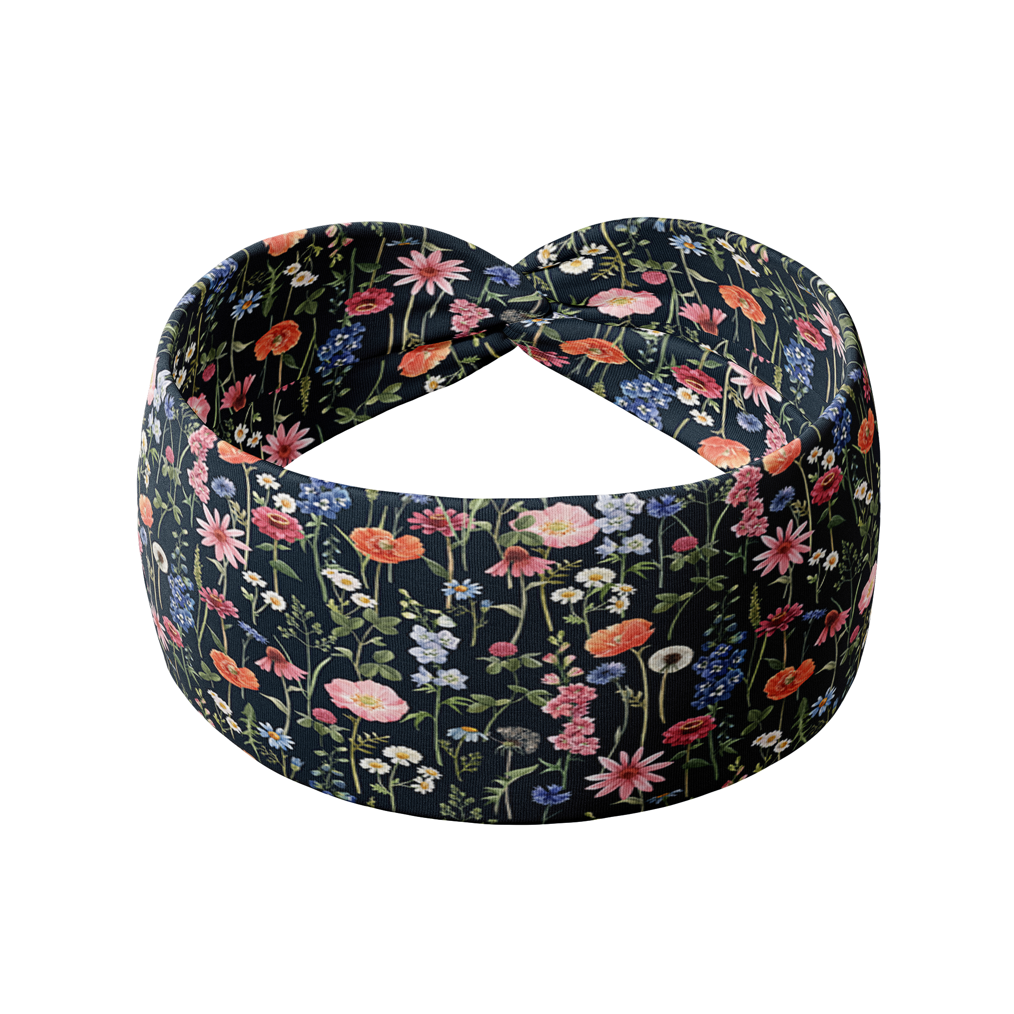Lilac Market Headband: Violet Floral on Black (Non-Slip, Ultra-Soft, 3-in-1 Twist Style)