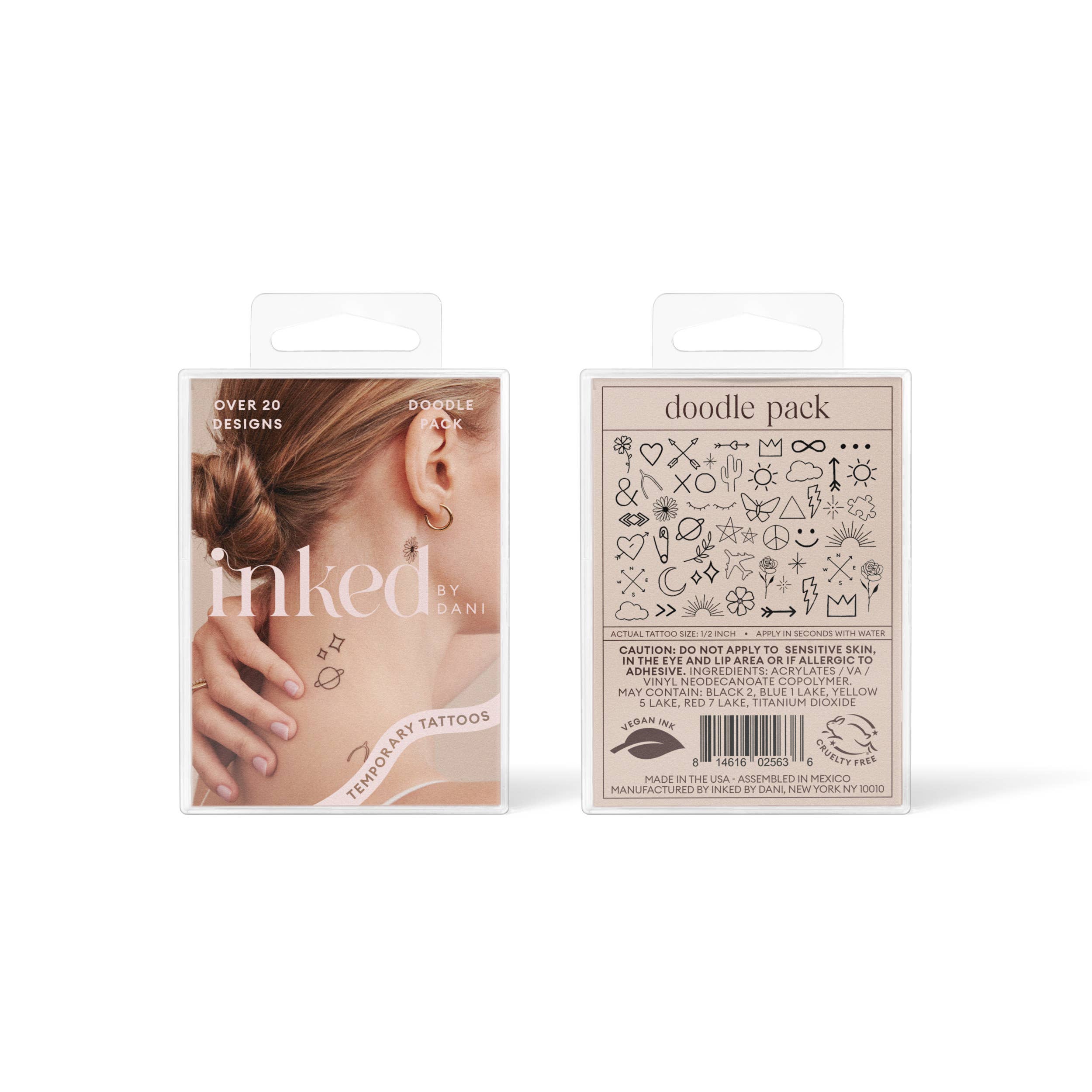 Boho Doodle Hand-Drawn Temporary Tattoo Pack