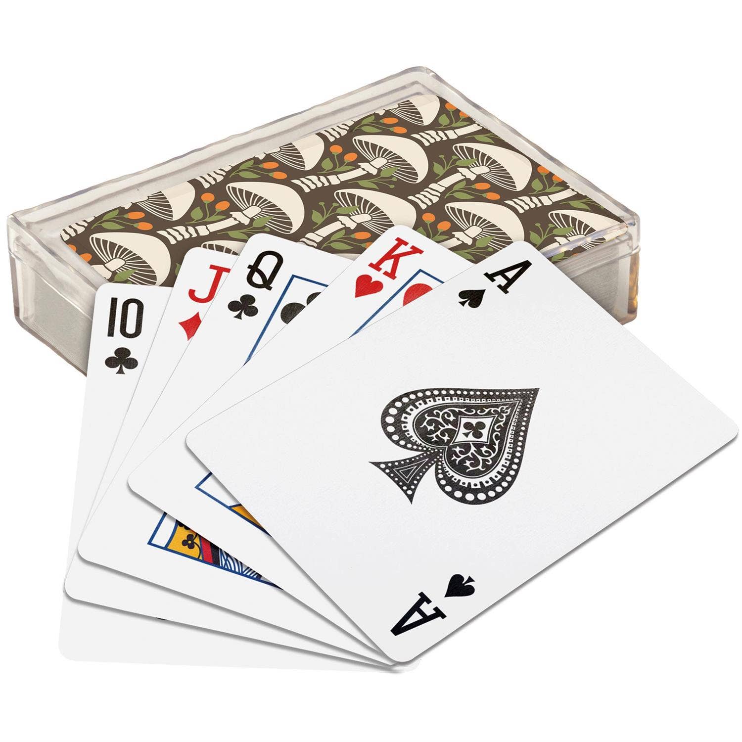 Mushroom Pattern Playing Cards in Acrylic Case