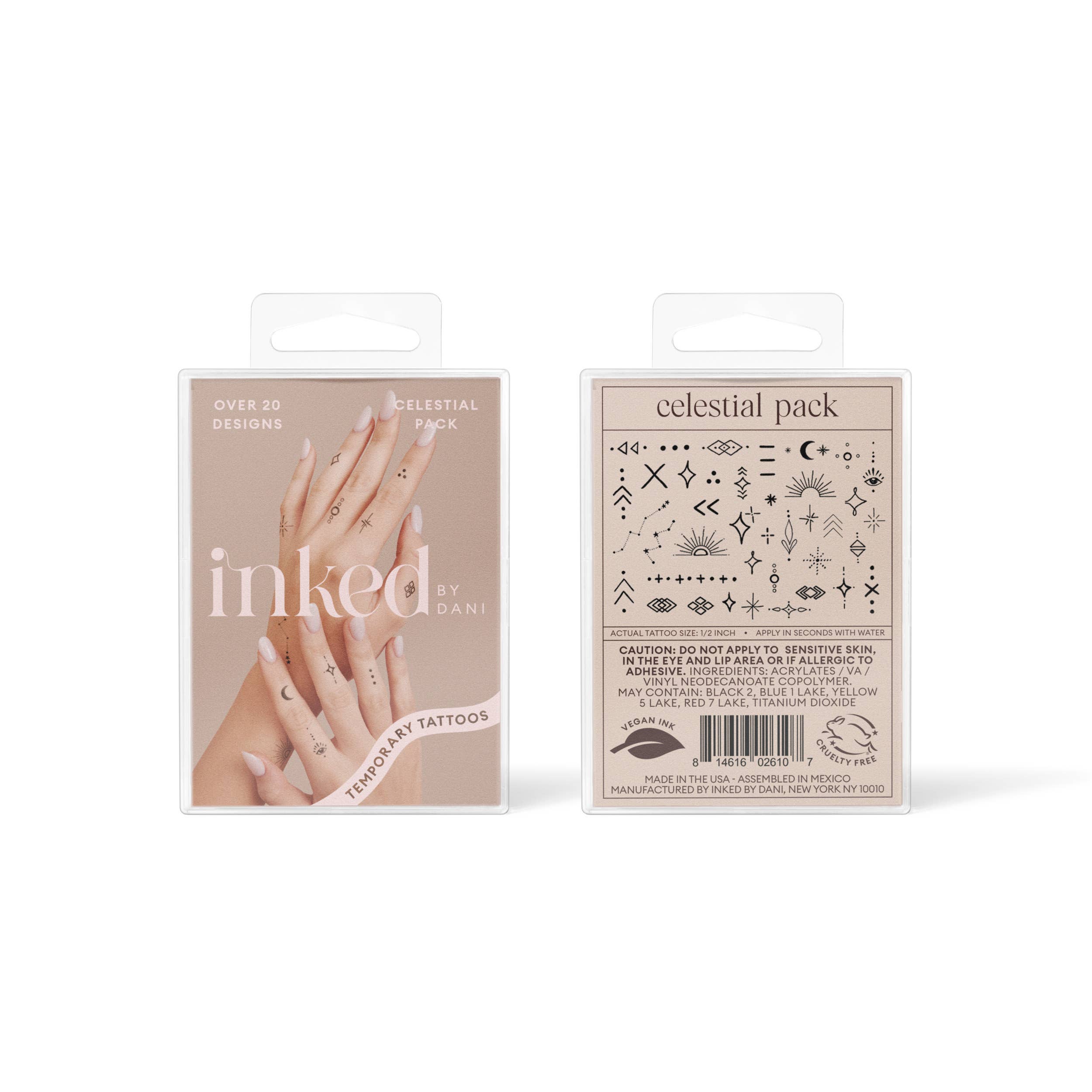 Celestial Hand-Drawn Temporary Tattoo Pack