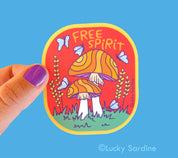 Free Spirit Mushroom & Butterfly Hippie Vinyl Sticker