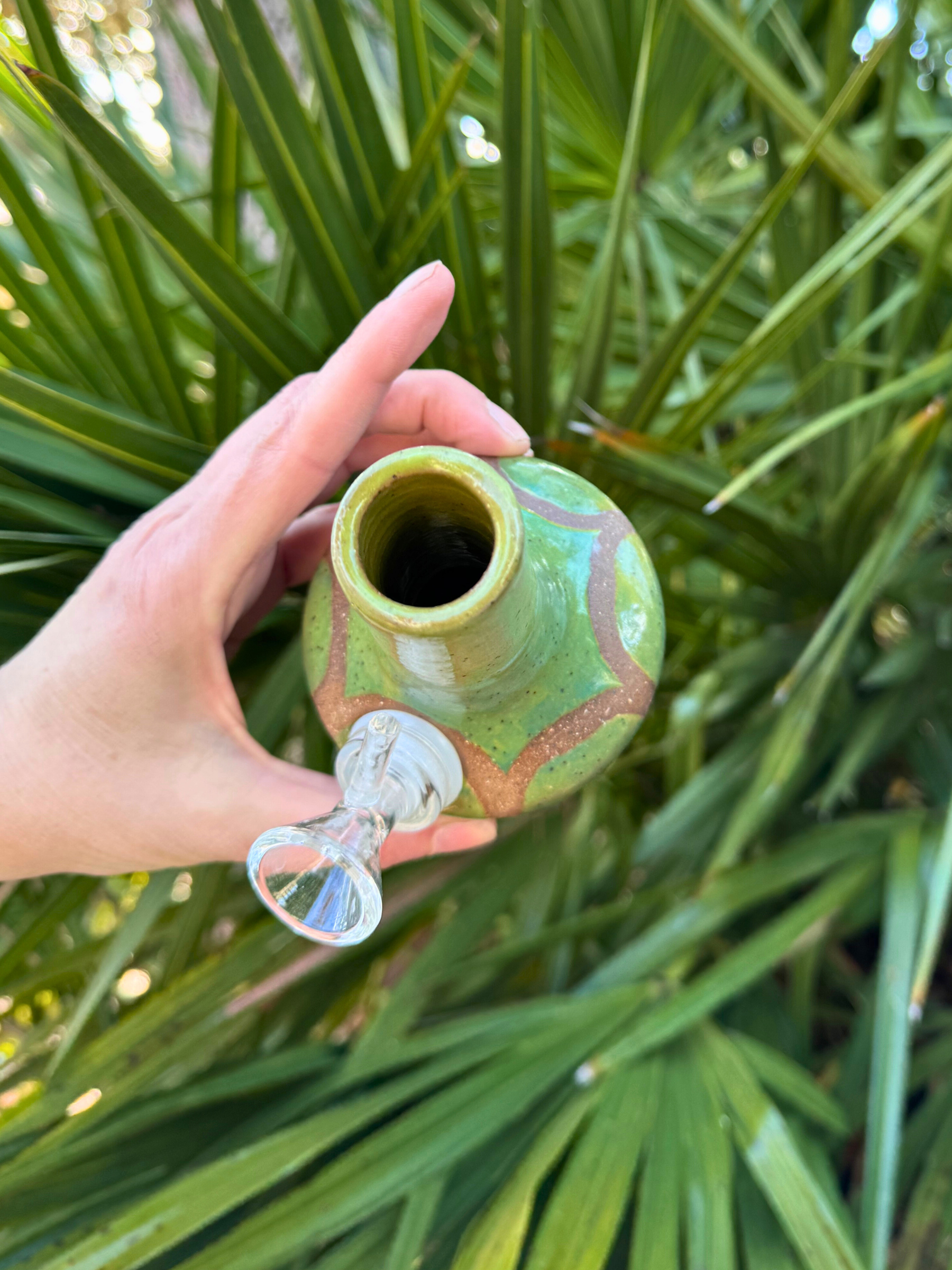 Ceramic Bong - Green Bubbles by Robinina