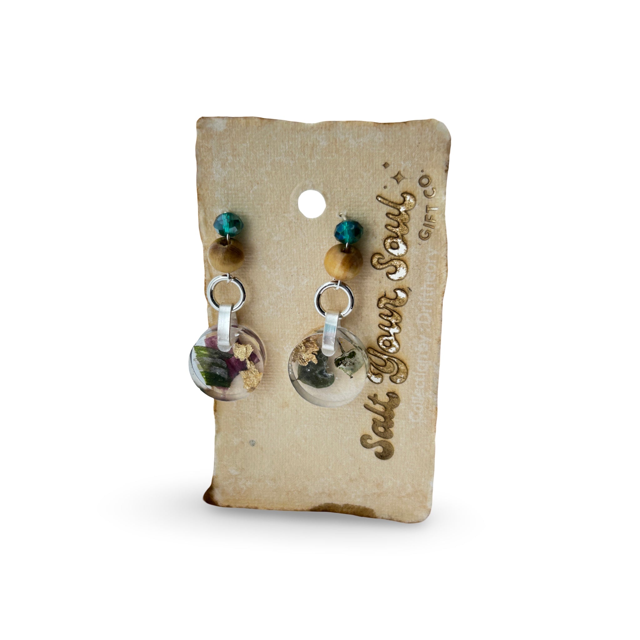 Driftheory x Salt Your Soul – Resin Dangle Earrings (Circle/Silver