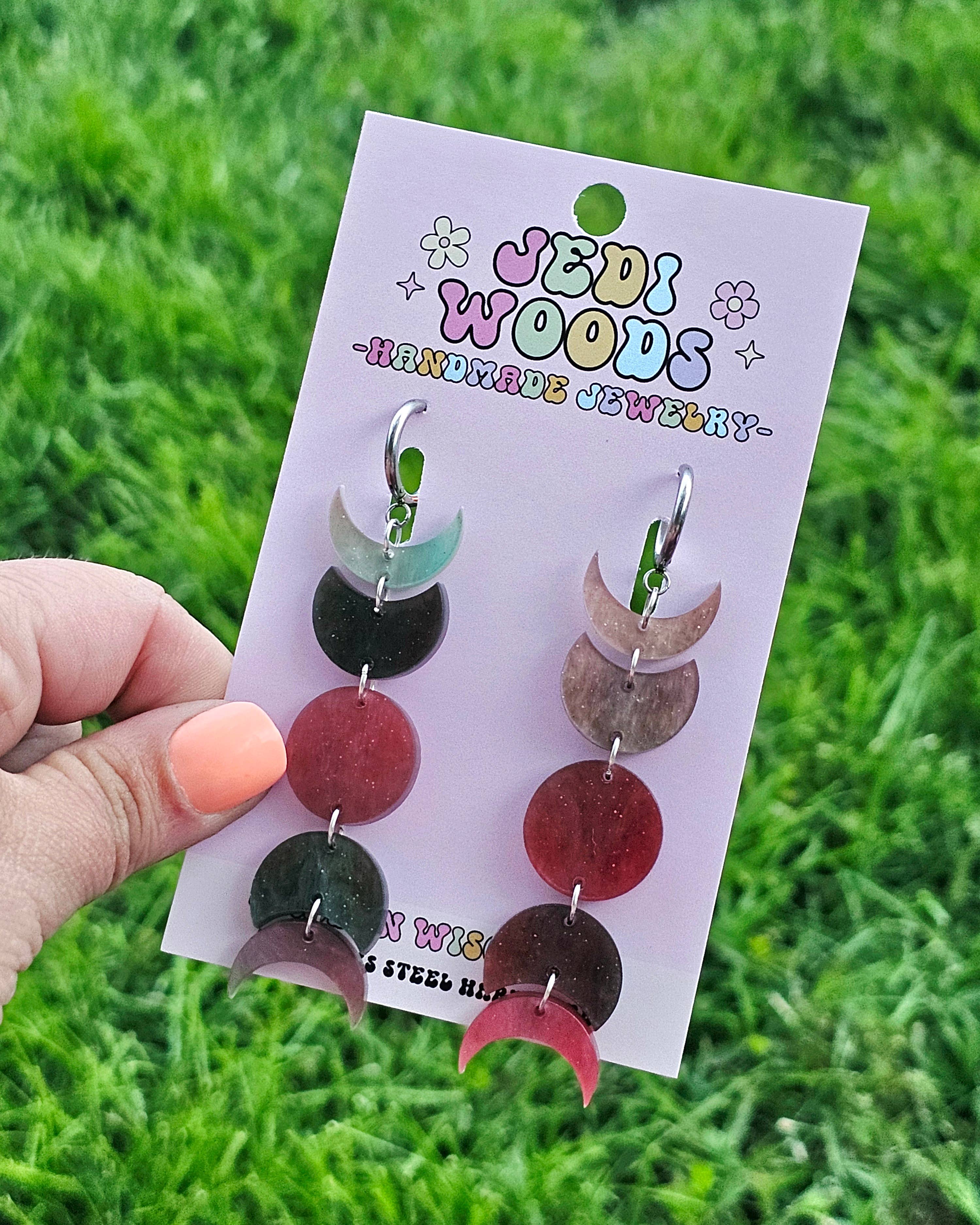 Blood Moon Phase Dangle Earrings