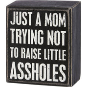 Trying Not To Raise Little Assholes Box Sign
