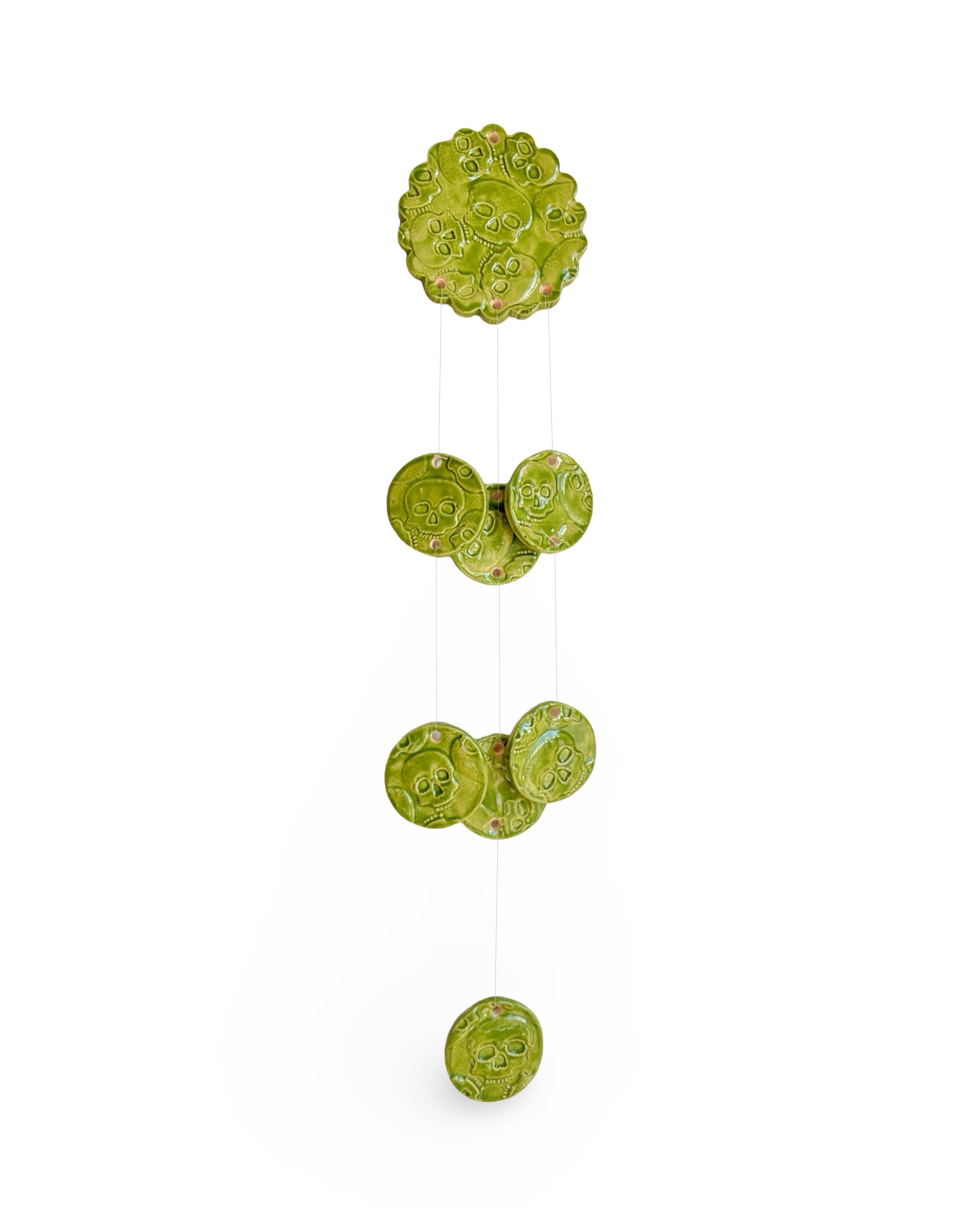 Handmade Skull Wind Chime | Green